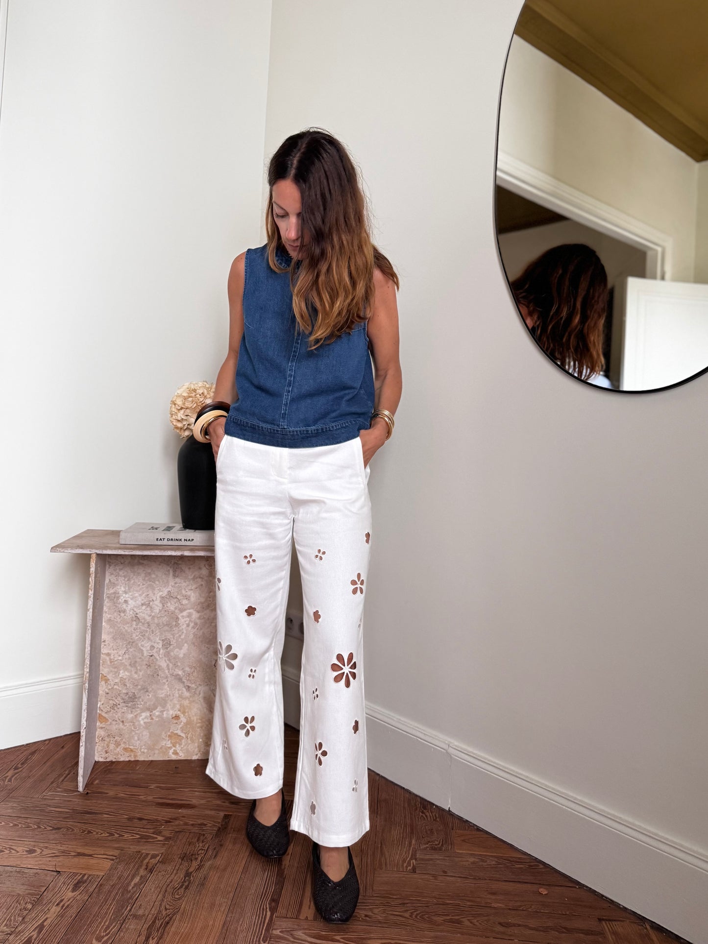 Pantalon FLEUR blanc
