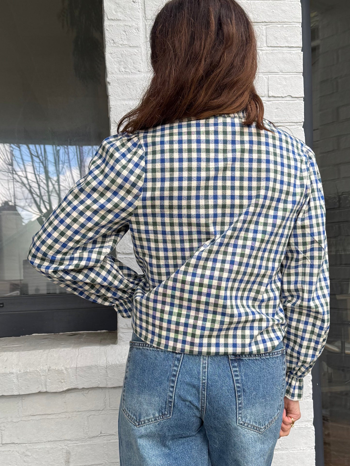 Chemise AGATHE verte et bleue