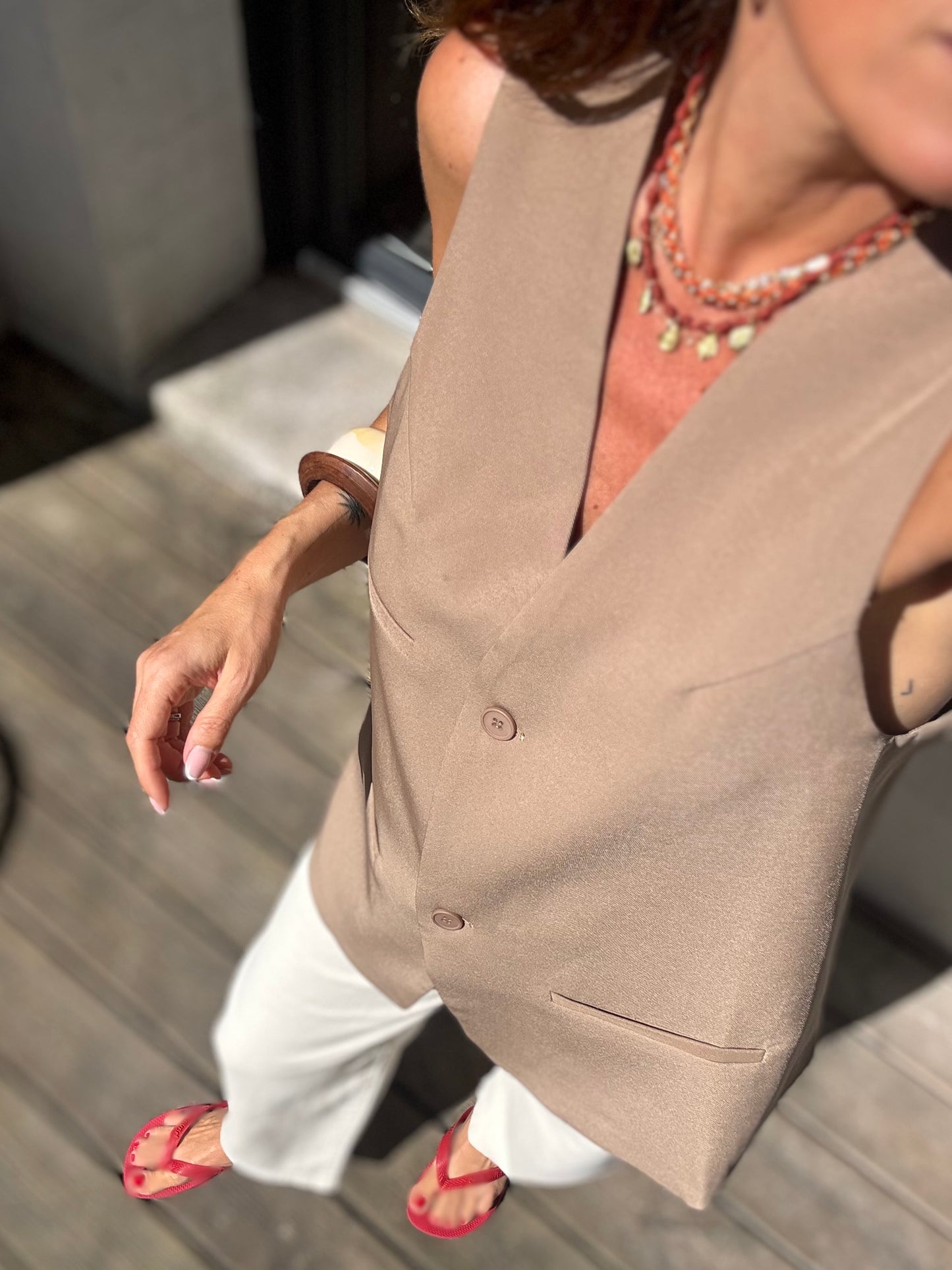 Blazer sans manches JOHN beige