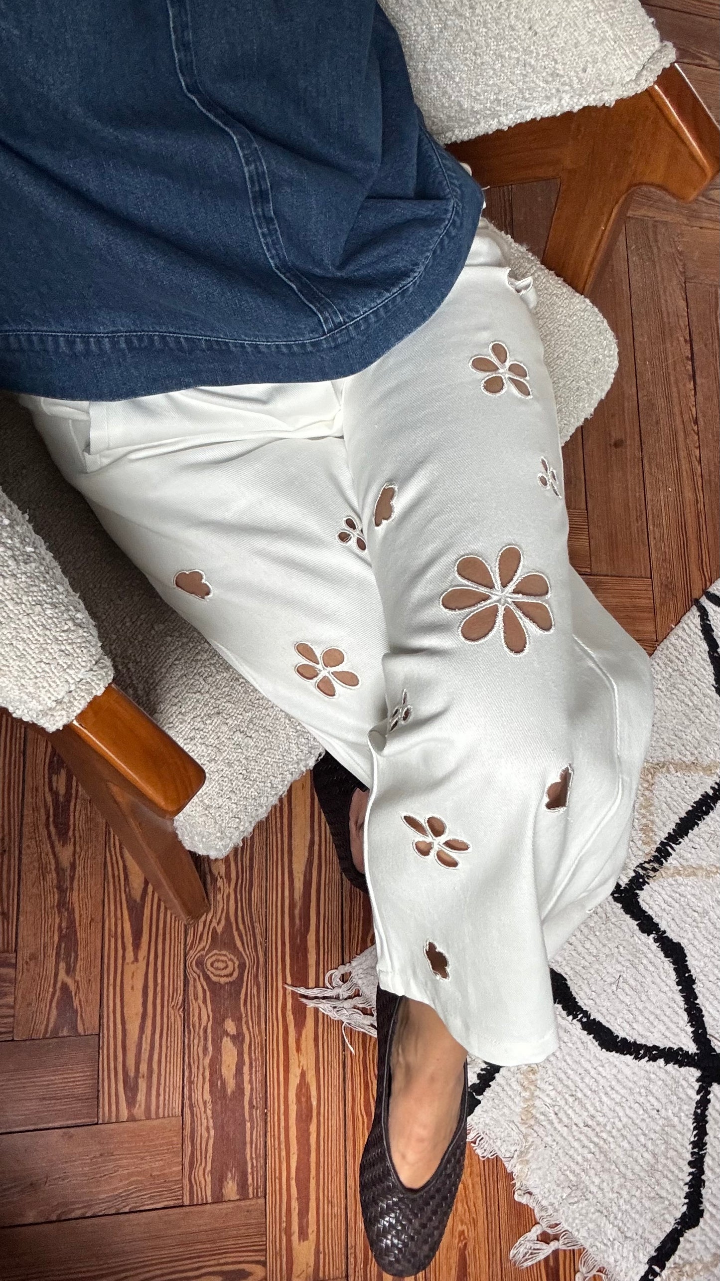 Pantalon FLEUR blanc
