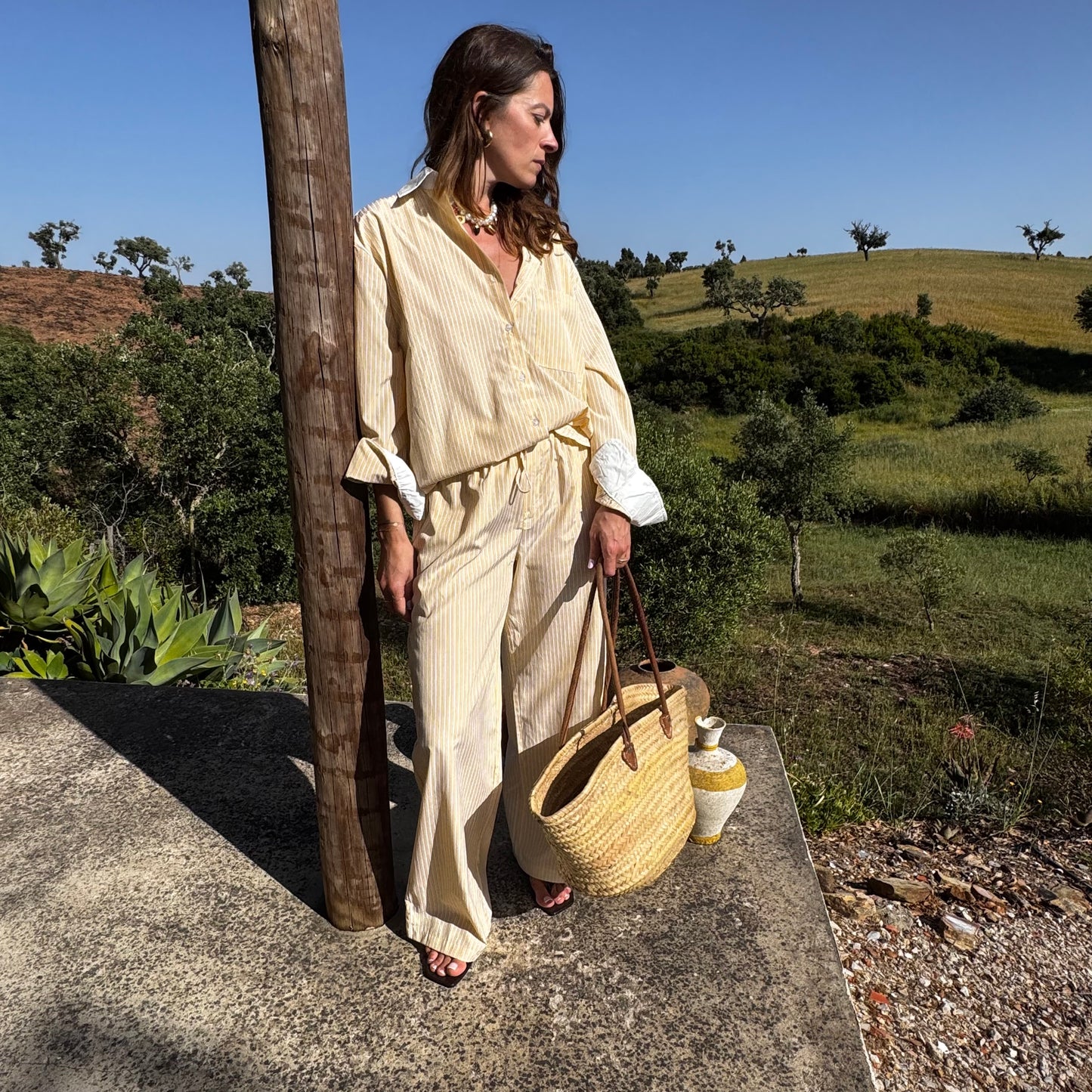 Chemise SOL rayée jaune