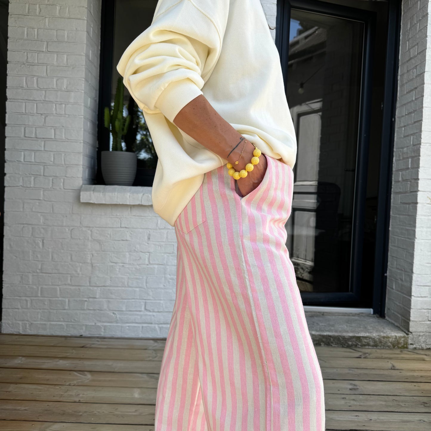 Pantalon SUMMER rayé rose