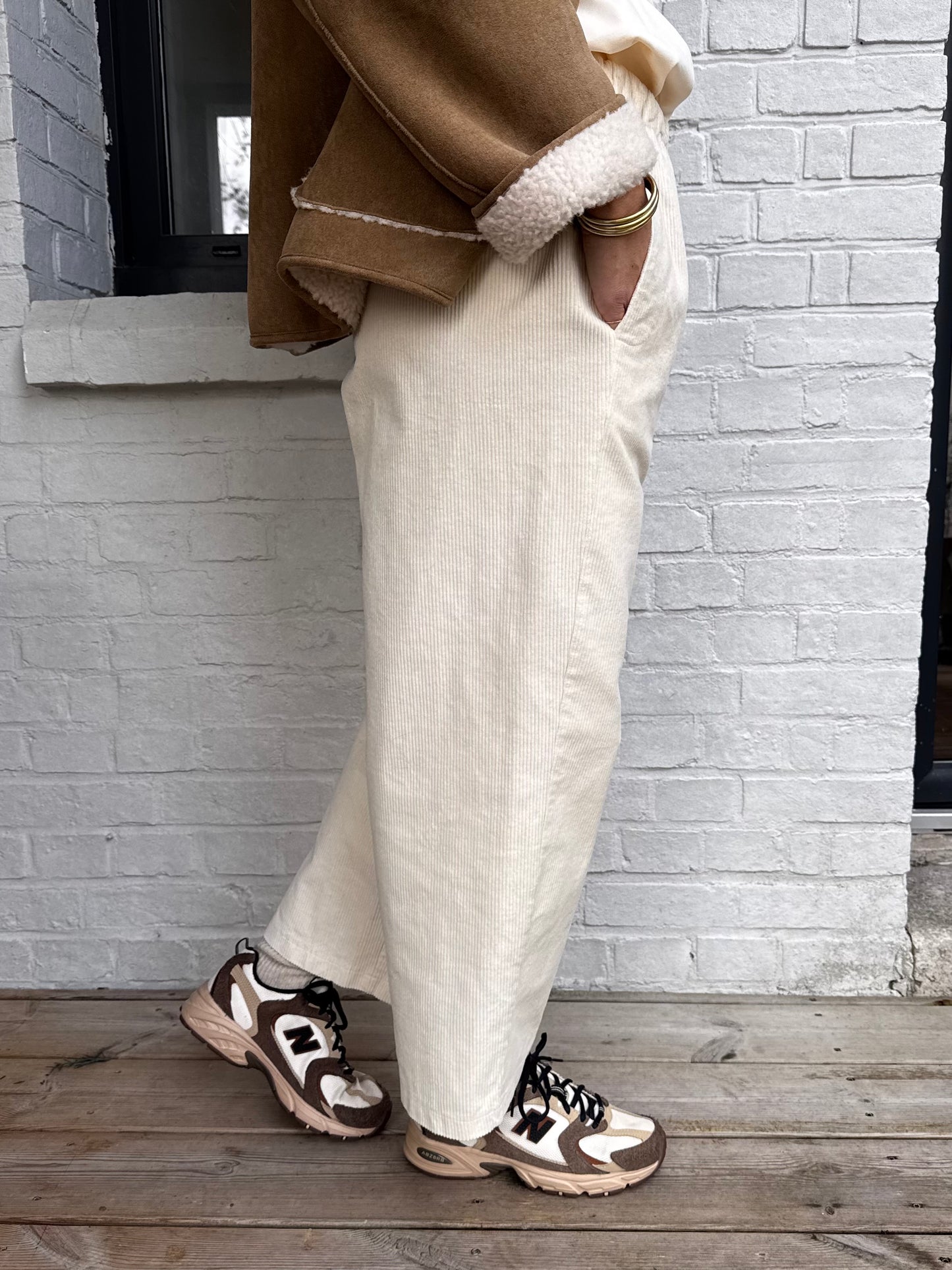 Pantalon JEAN velours écru