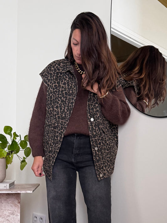 Veste BILLIE denim léopard