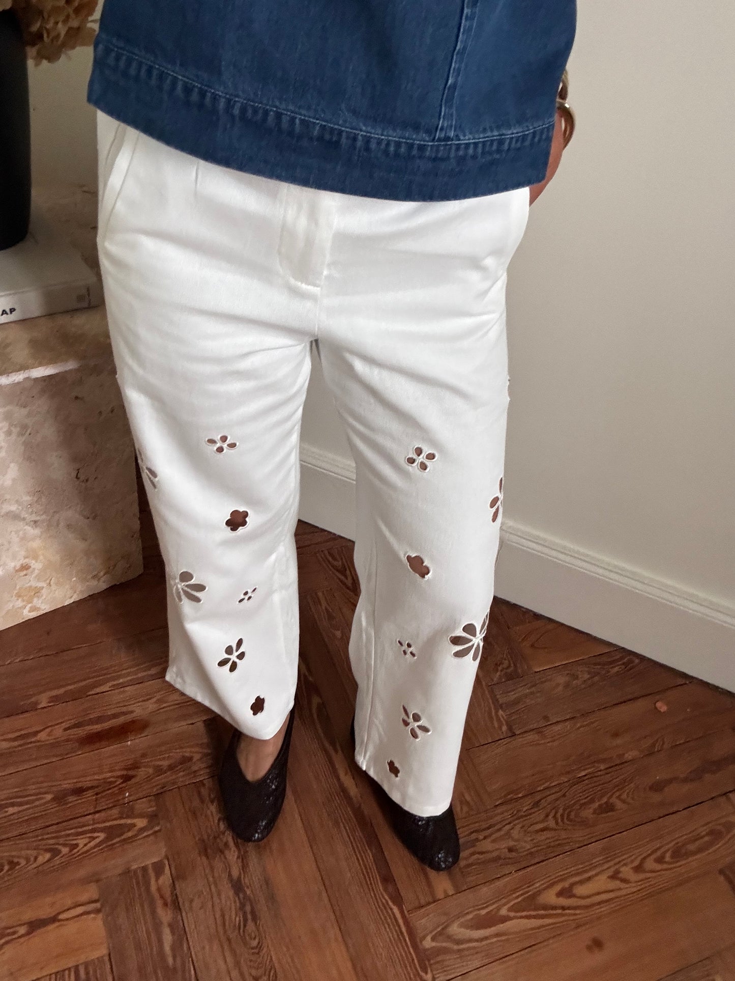 Pantalon FLEUR blanc