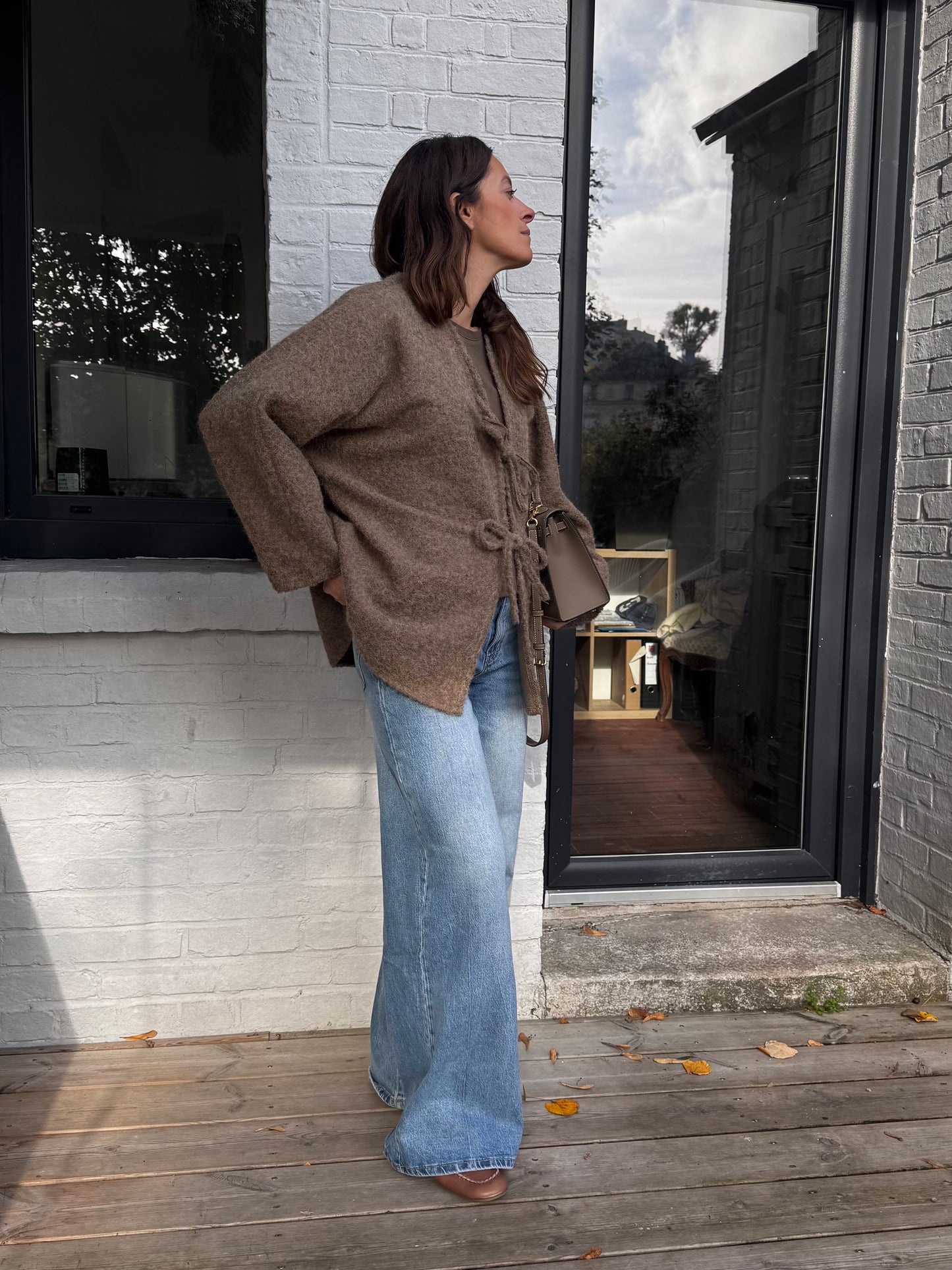 Veste CALISTE taupe à noeuds