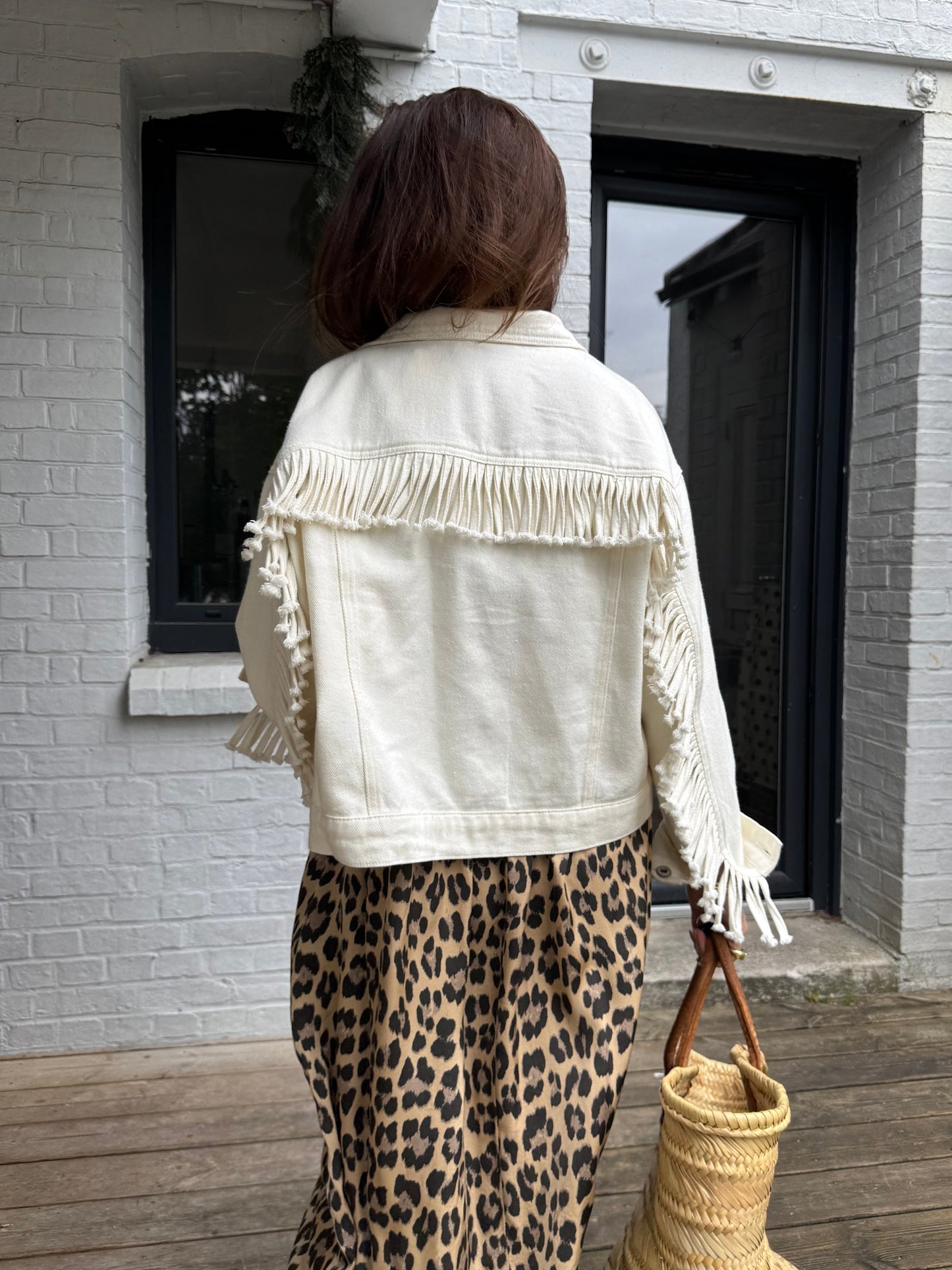 Veste LUCKY écru à franges