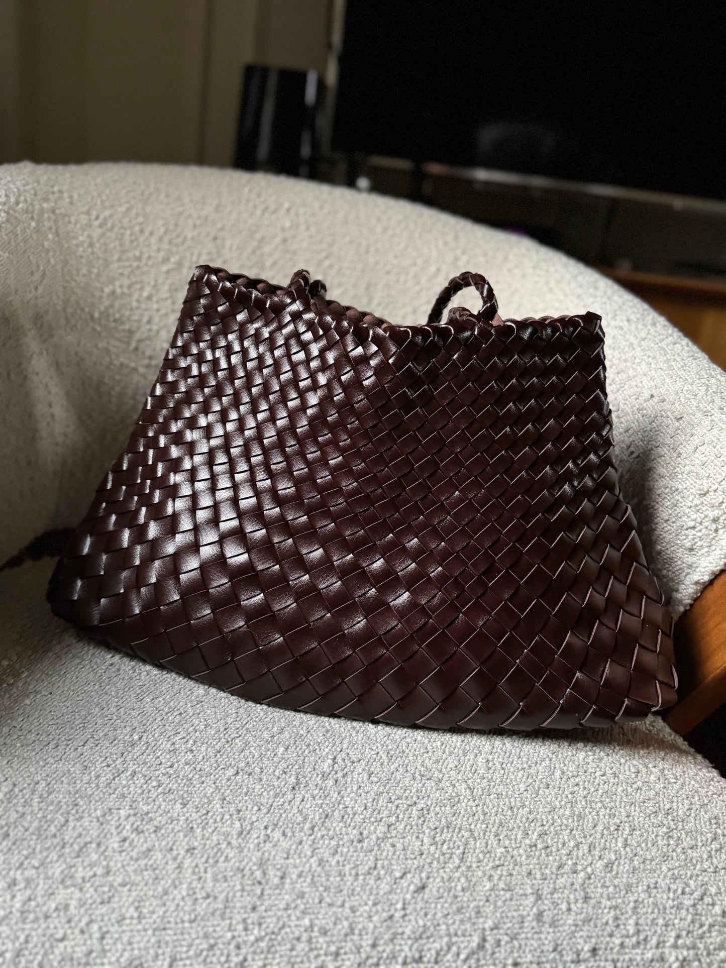 Sac BOBBY grand modèle tressé choco