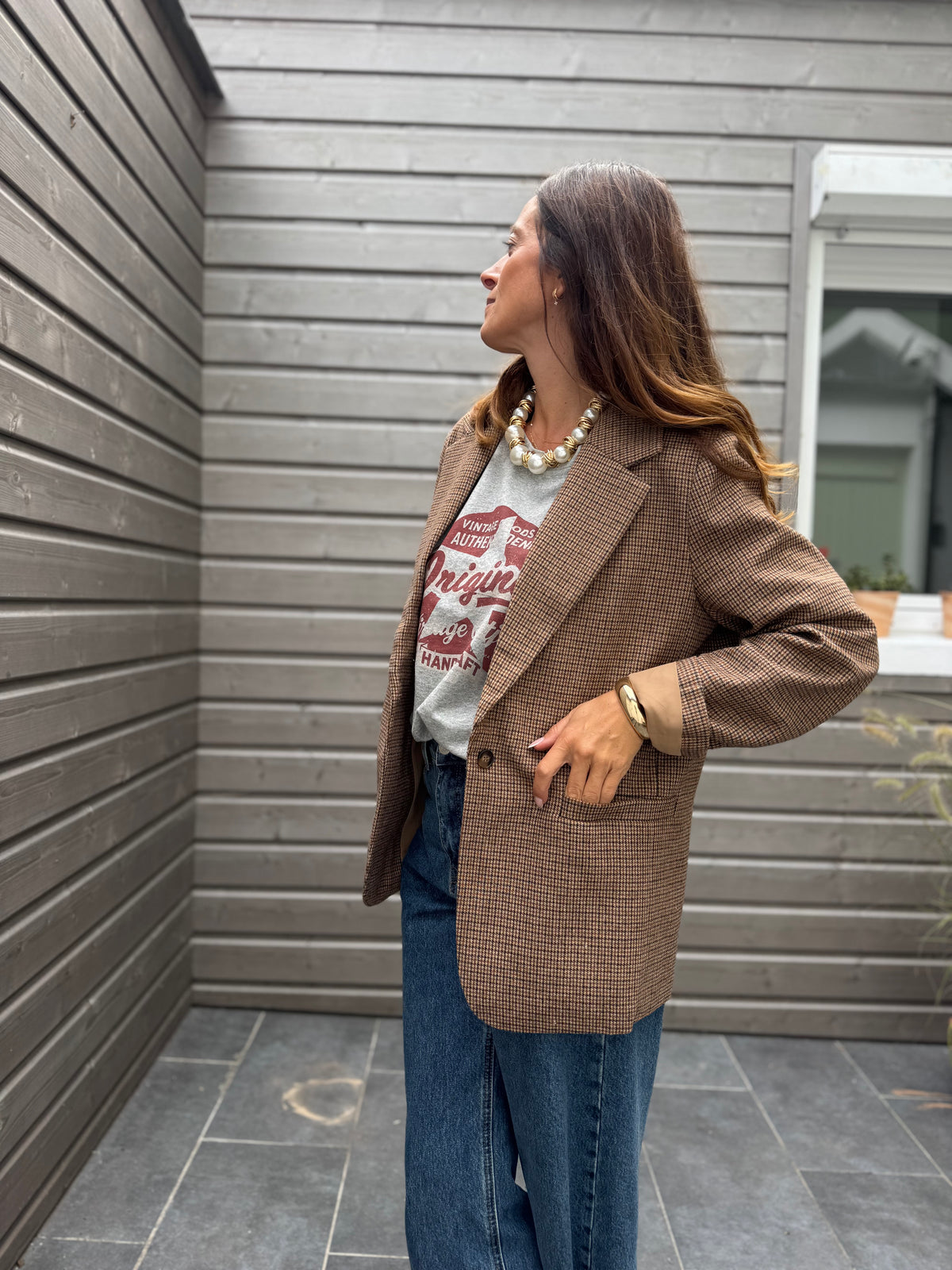 Blazer CLEM à carreaux marron