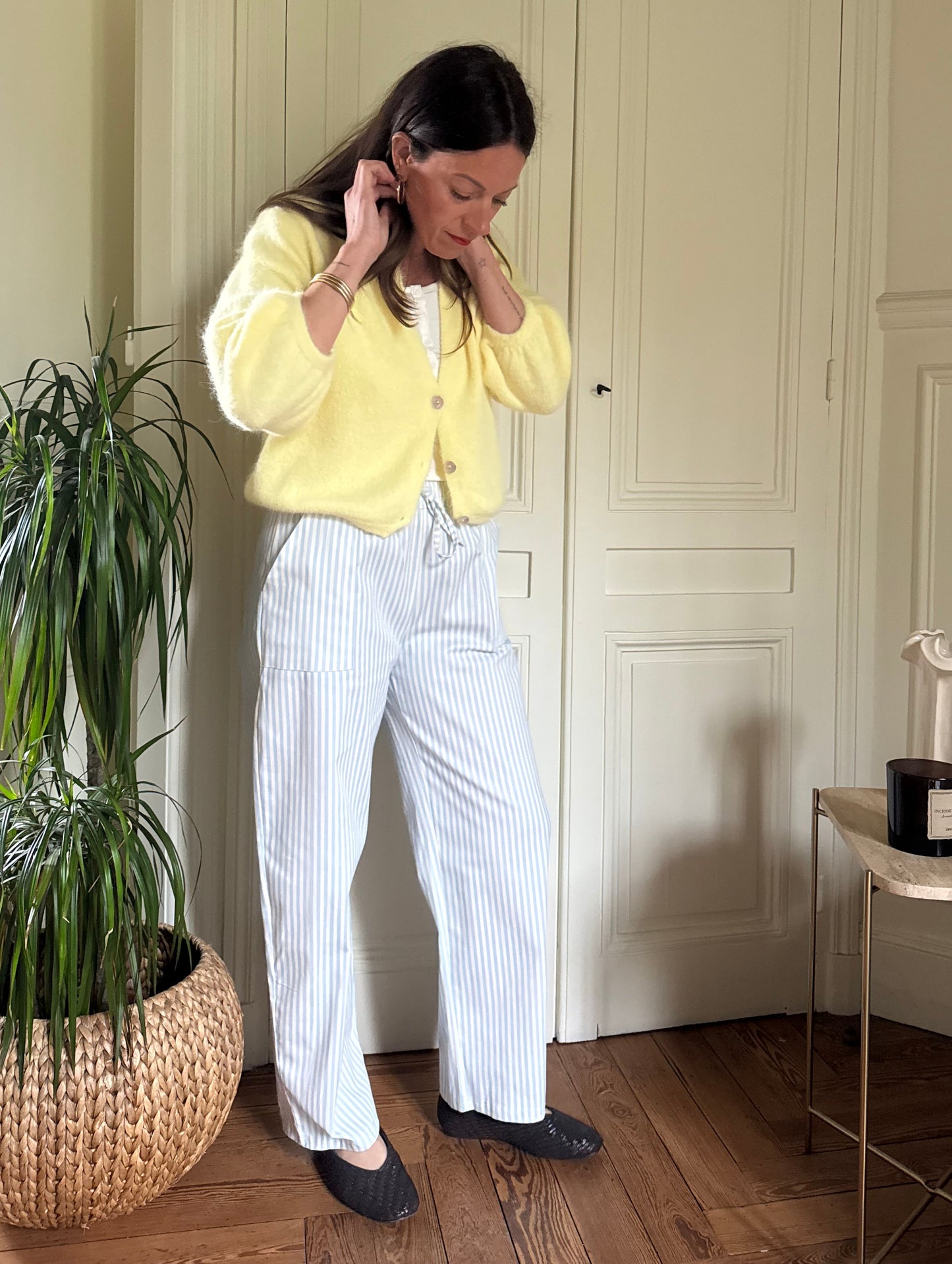 Pantalon SACHA rayé bleu