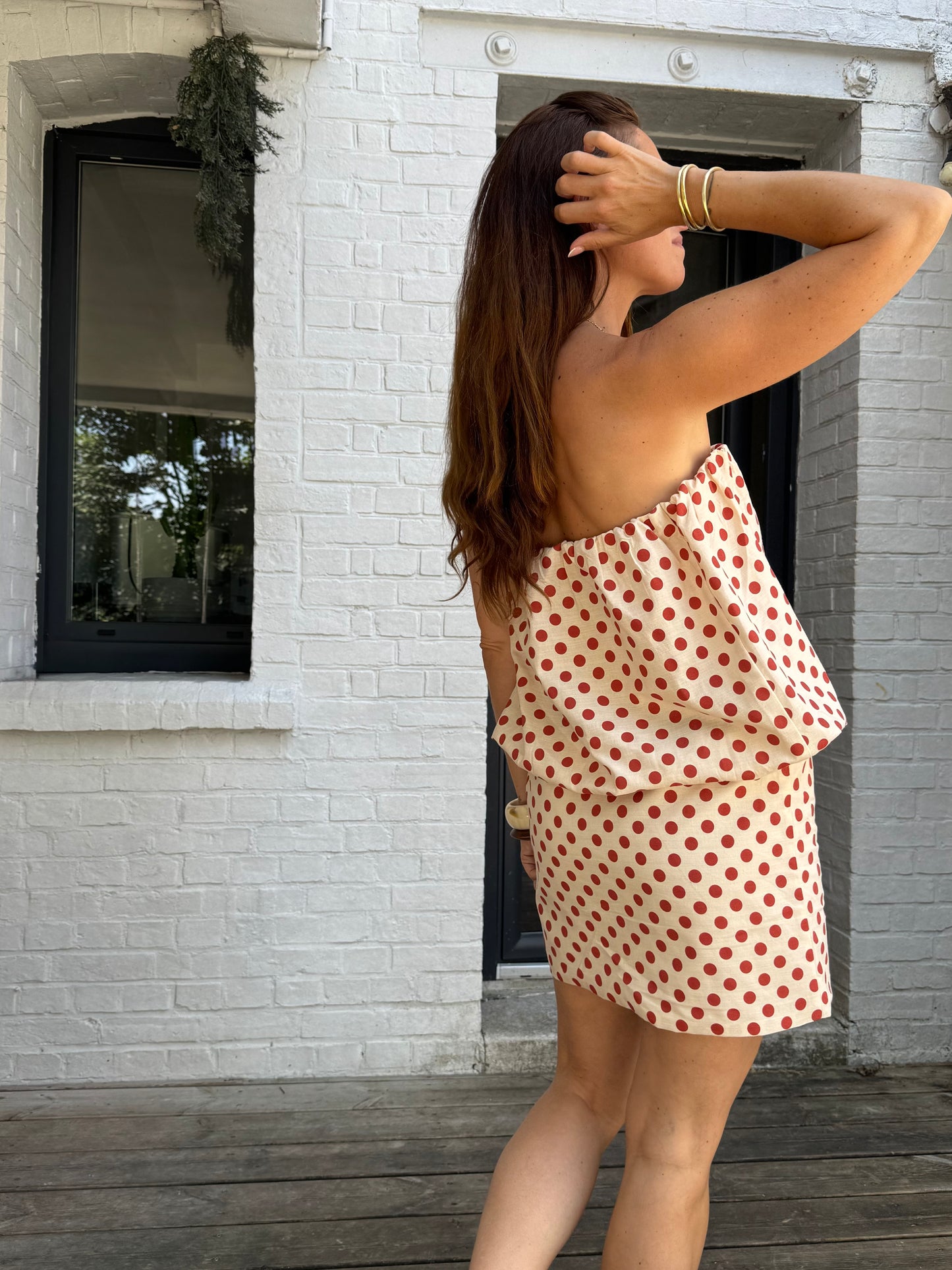 Robe ORNELLA écru à pois