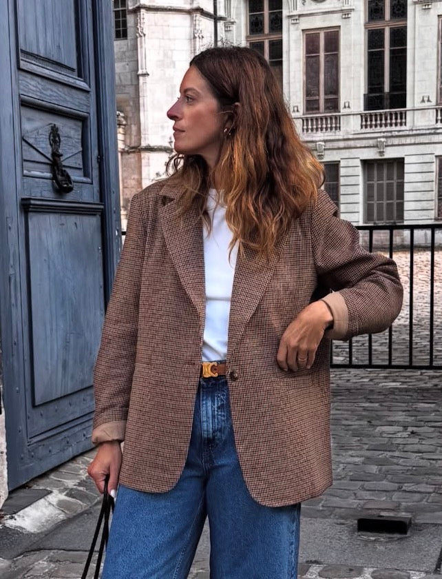 Blazer CLEM à carreaux marron