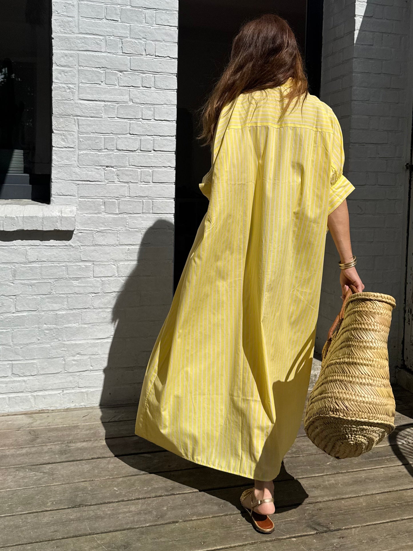 Robe CALA rayée jaune/rose