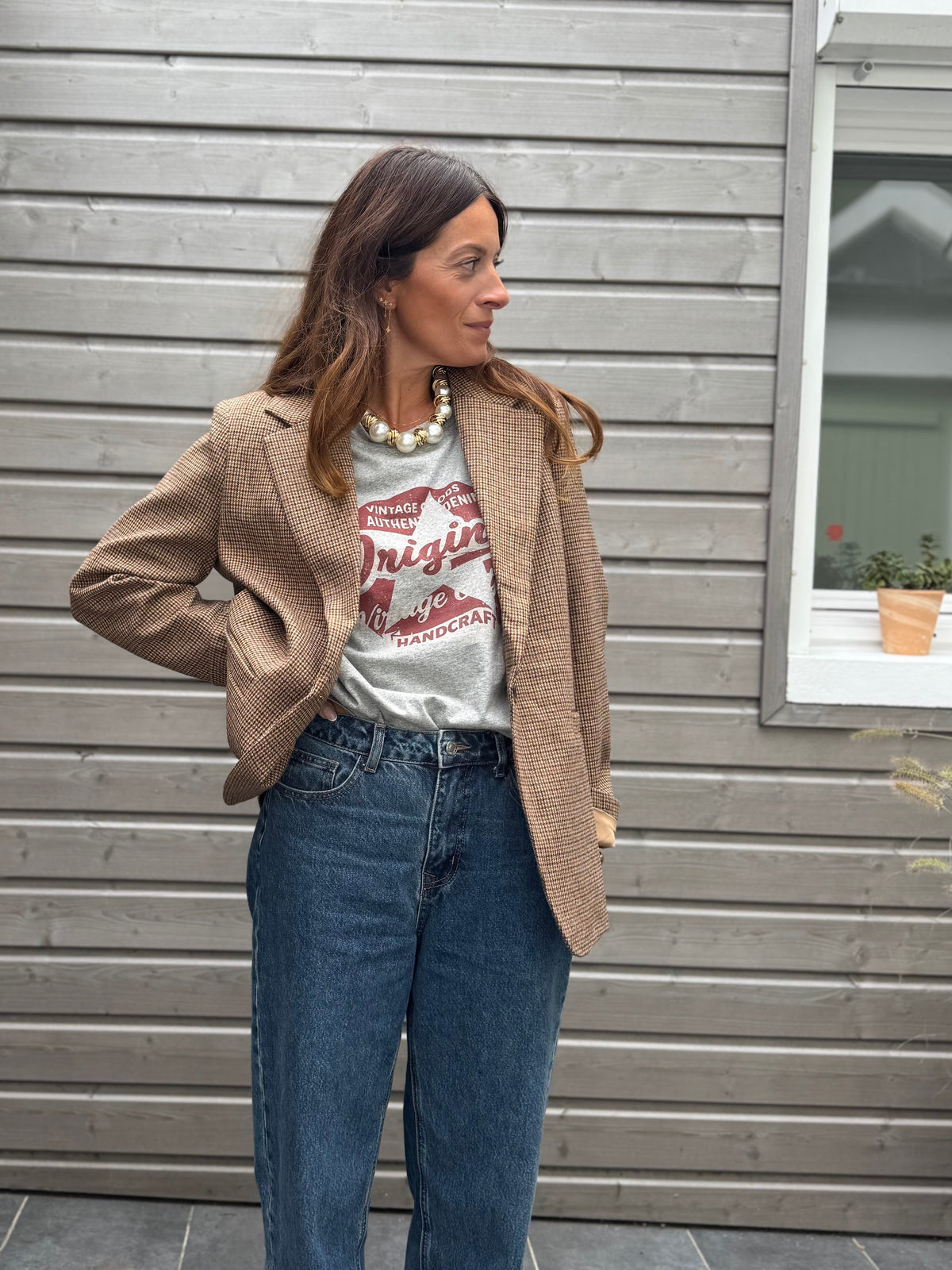 Blazer CLEM à carreaux marron