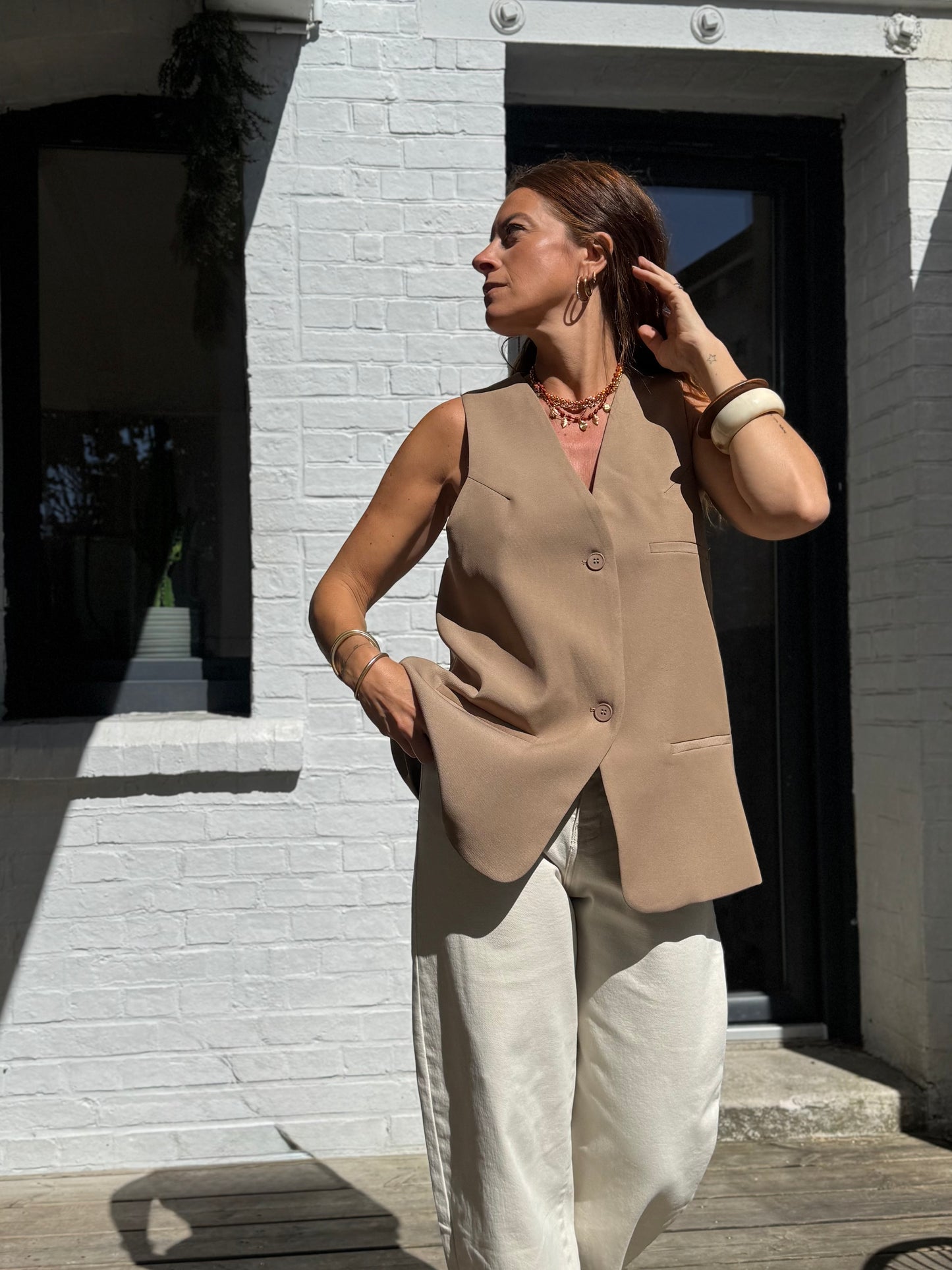 Blazer sans manches JOHN beige