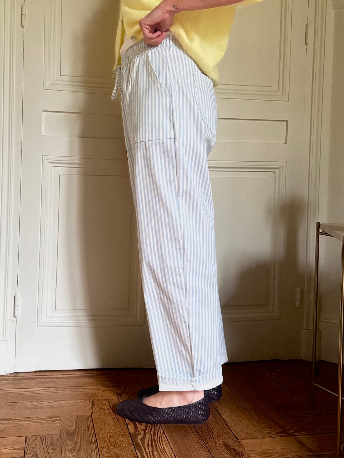 Pantalon SACHA rayé bleu