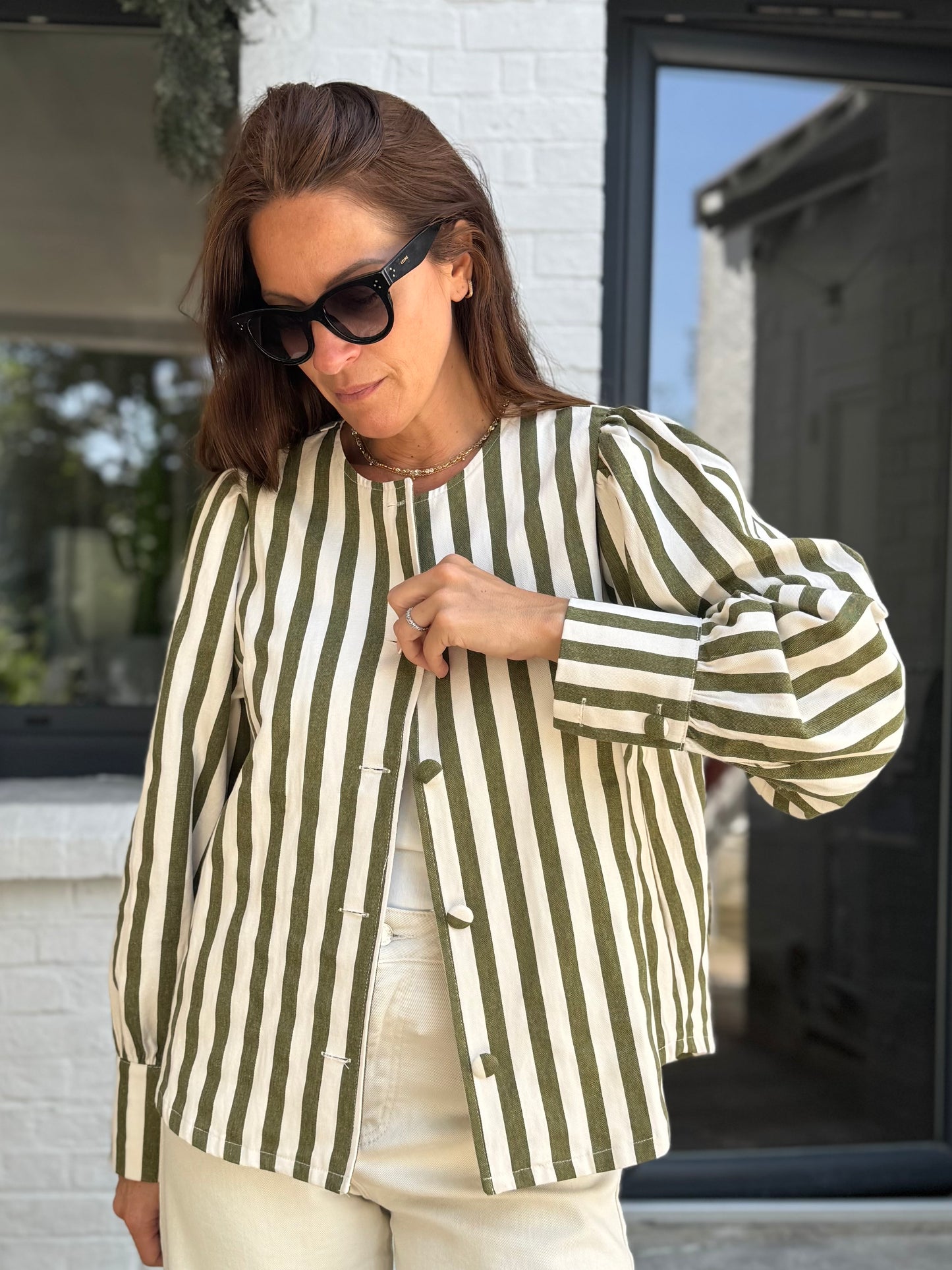 Veste VALENTINE rayée kaki