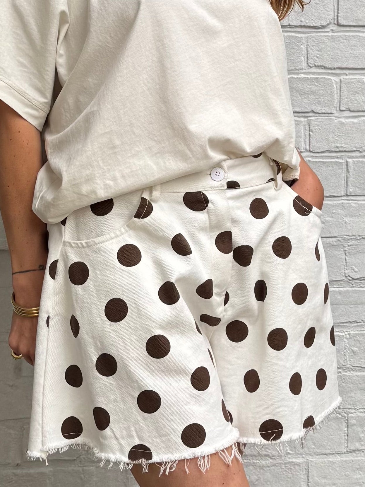 Short MILO écru à pois
