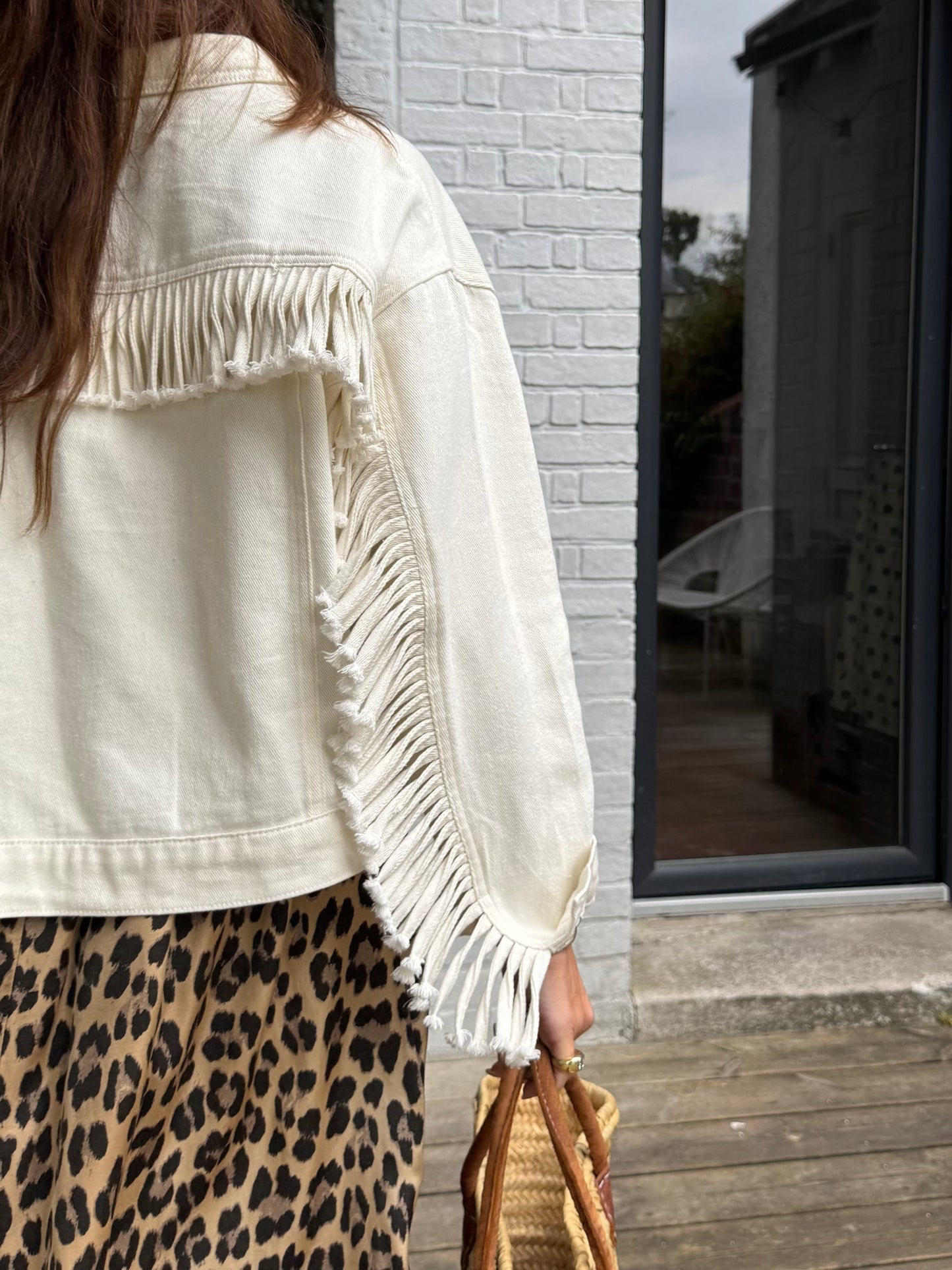 Veste LUCKY écru à franges