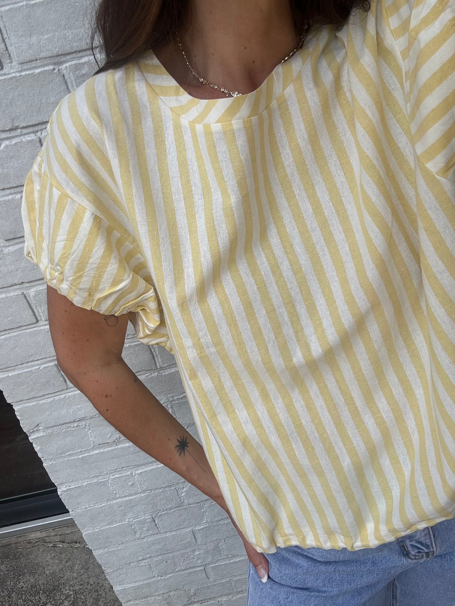 Top AMORE jaune/écru