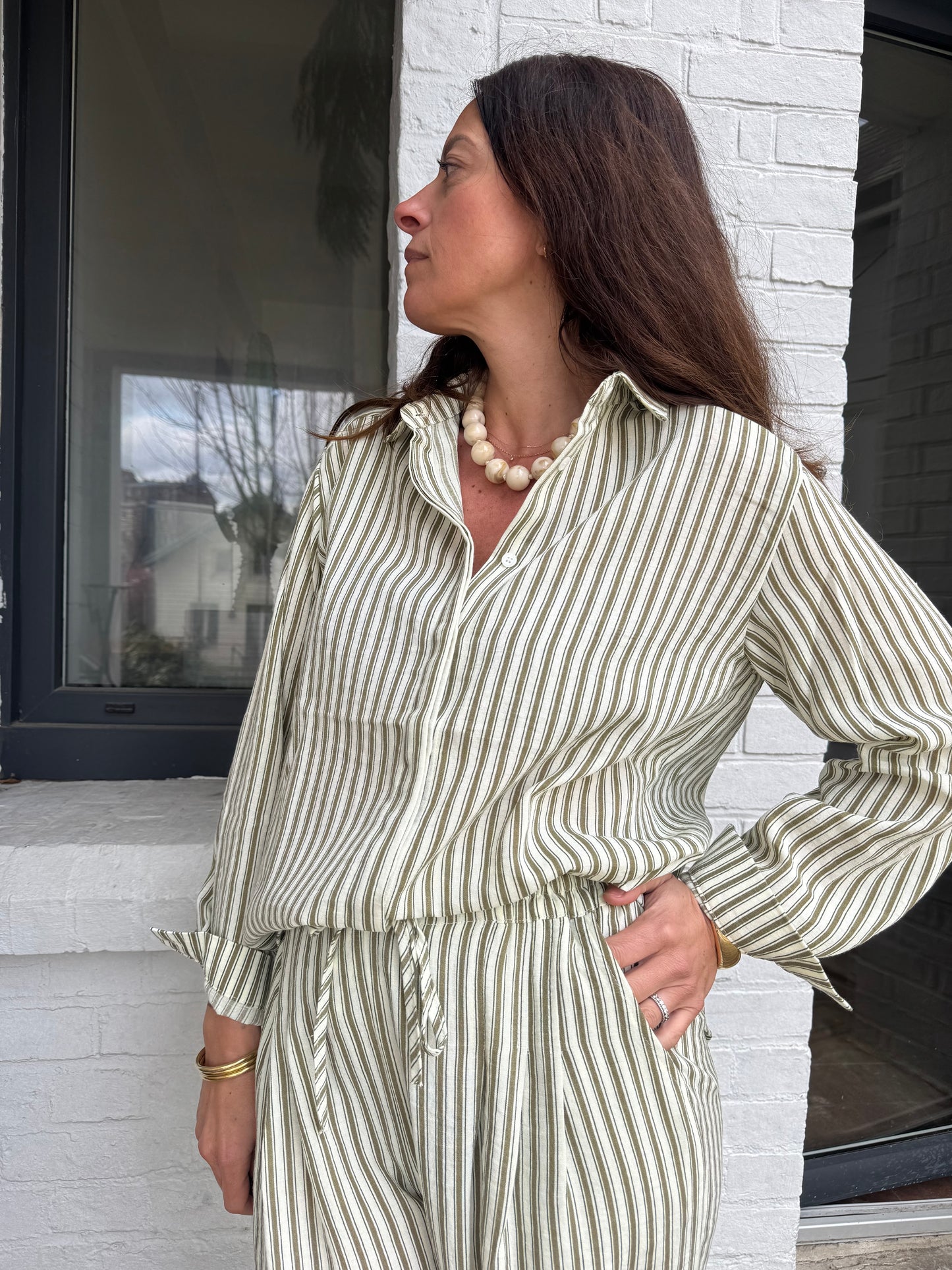 Chemise PAULINE rayé kaki