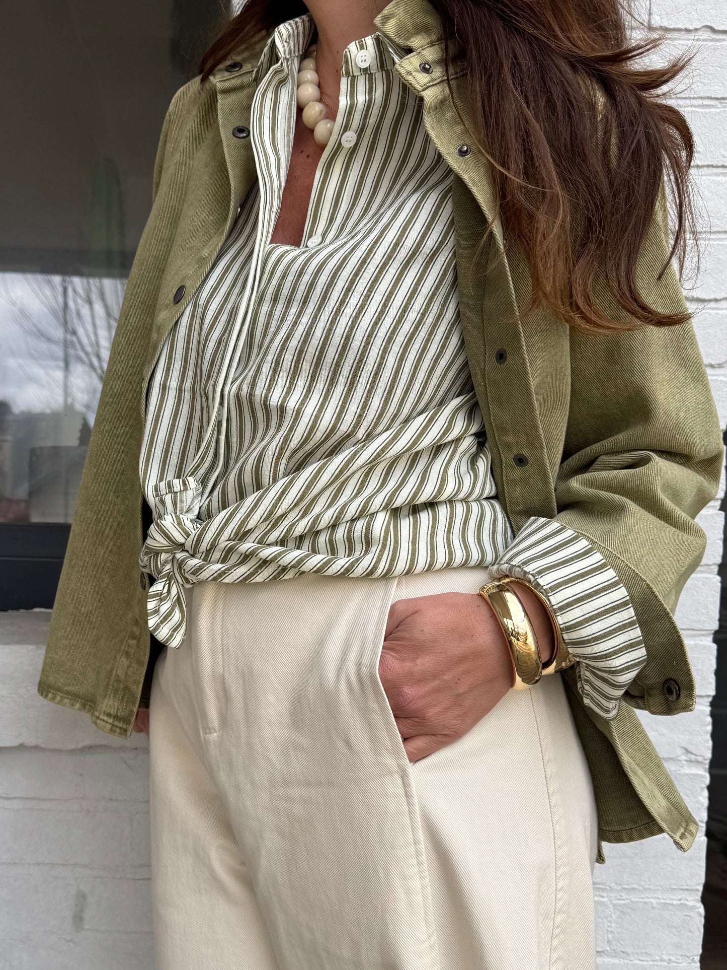 Chemise PAULINE rayé kaki