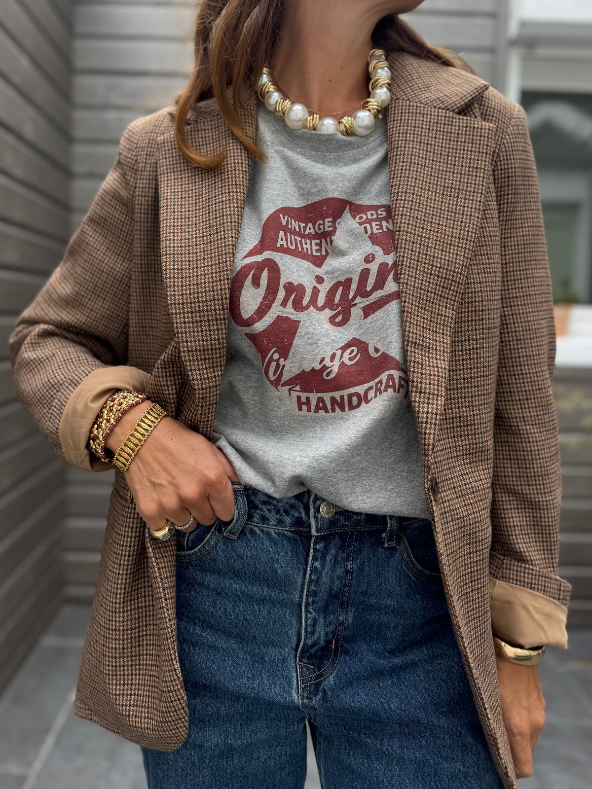 Blazer CLEM à carreaux marron