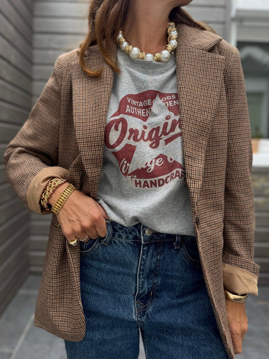 Blazer CLEM à carreaux marron