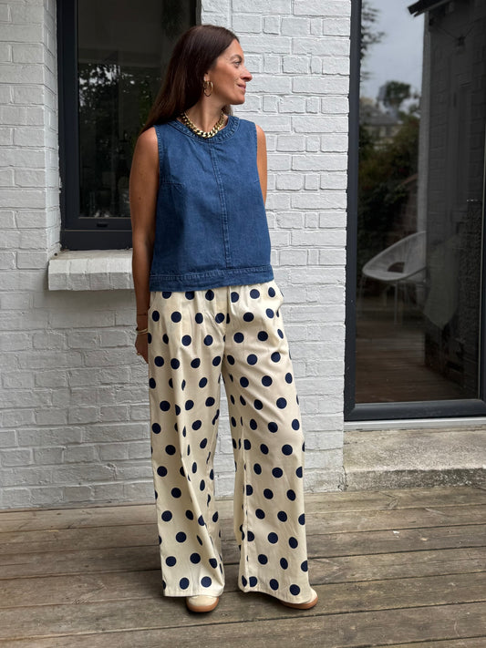 Pantalon NAPOLI pois marine