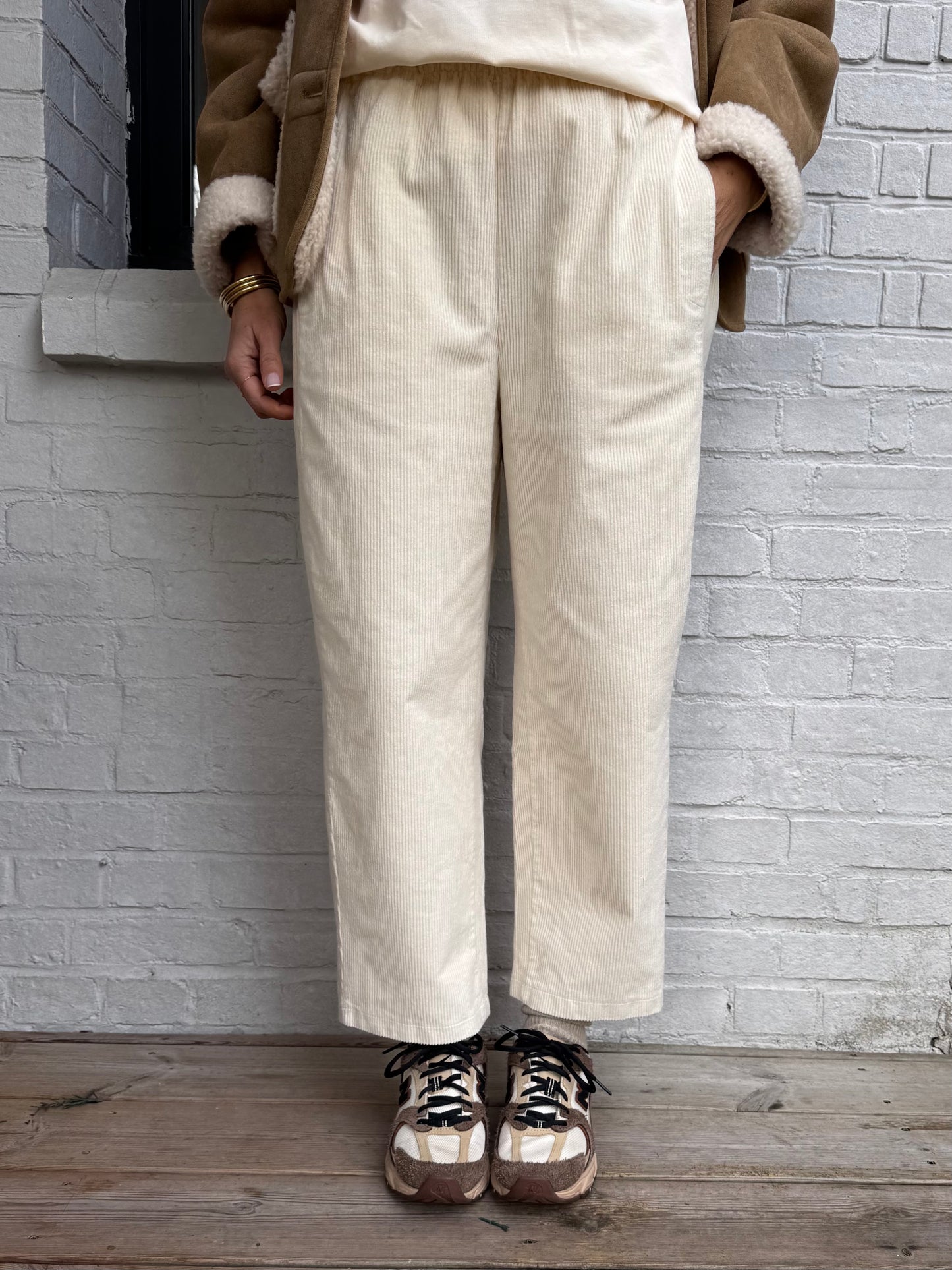 Pantalon JEAN velours écru