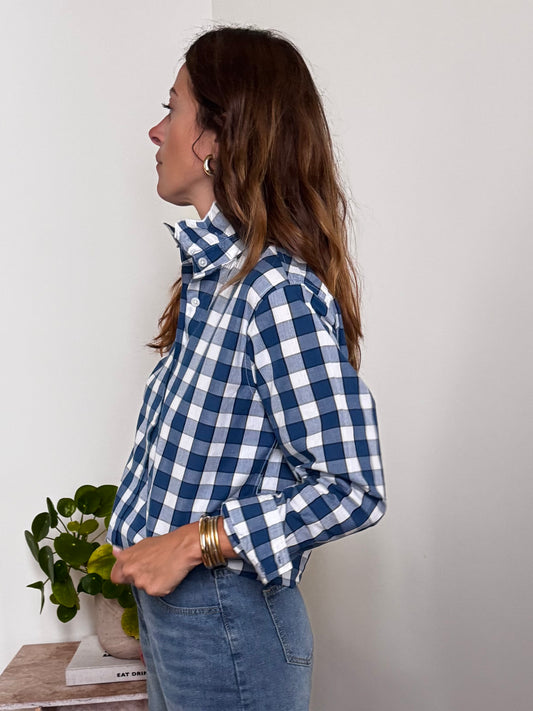 Chemise JEANETTE à carreaux bleus