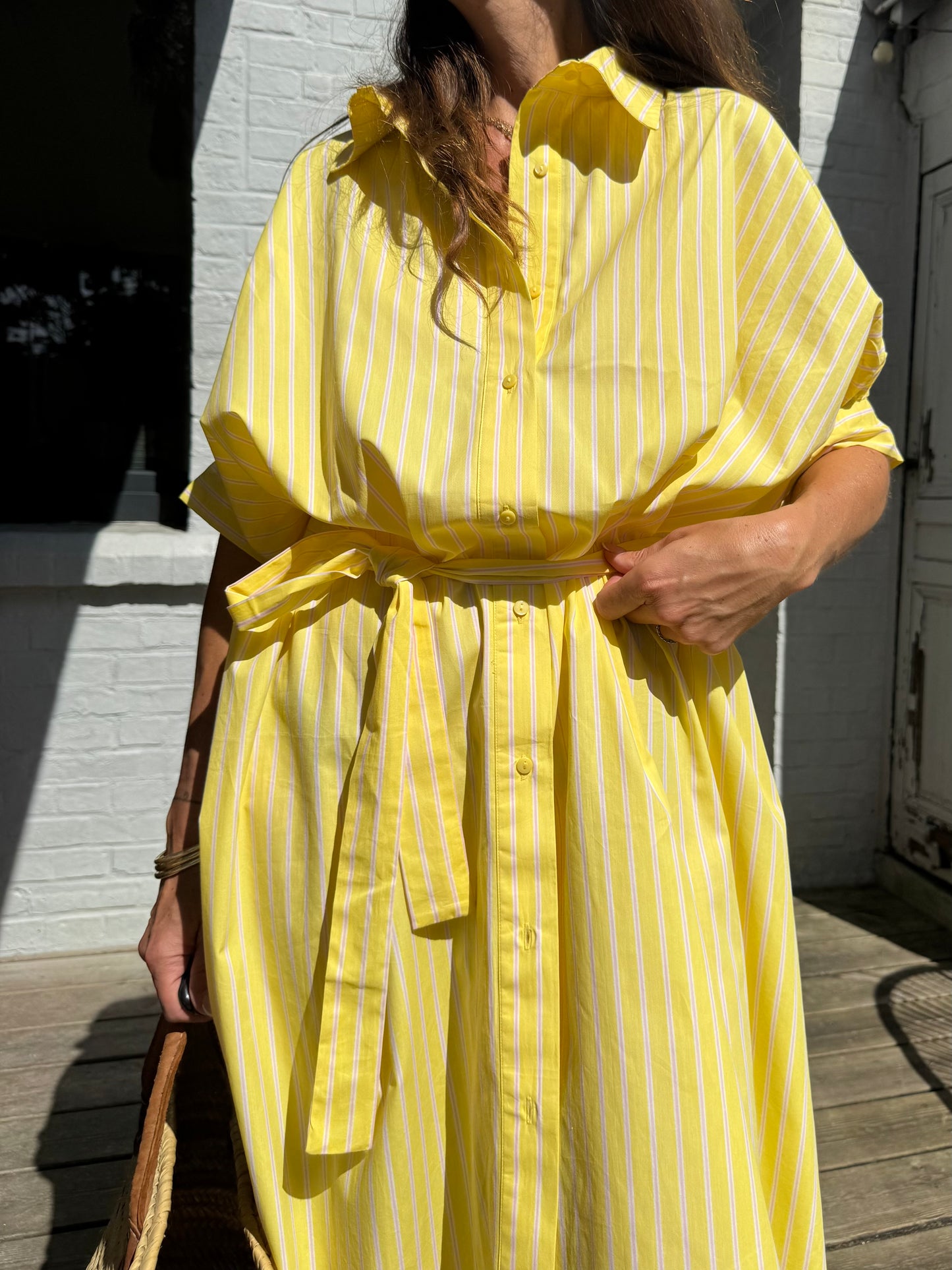 Robe CALA rayée jaune/rose