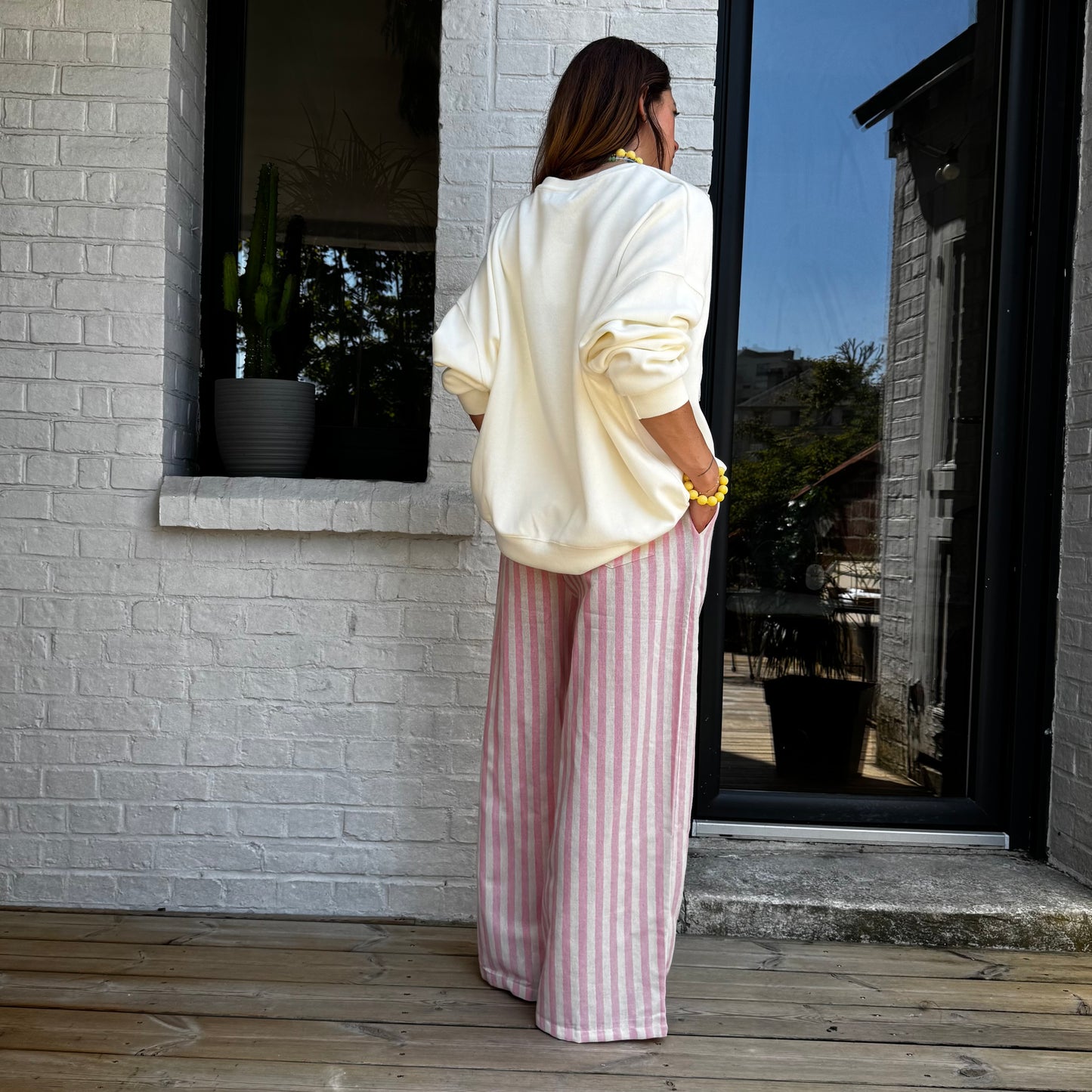 Pantalon SUMMER rayé rose