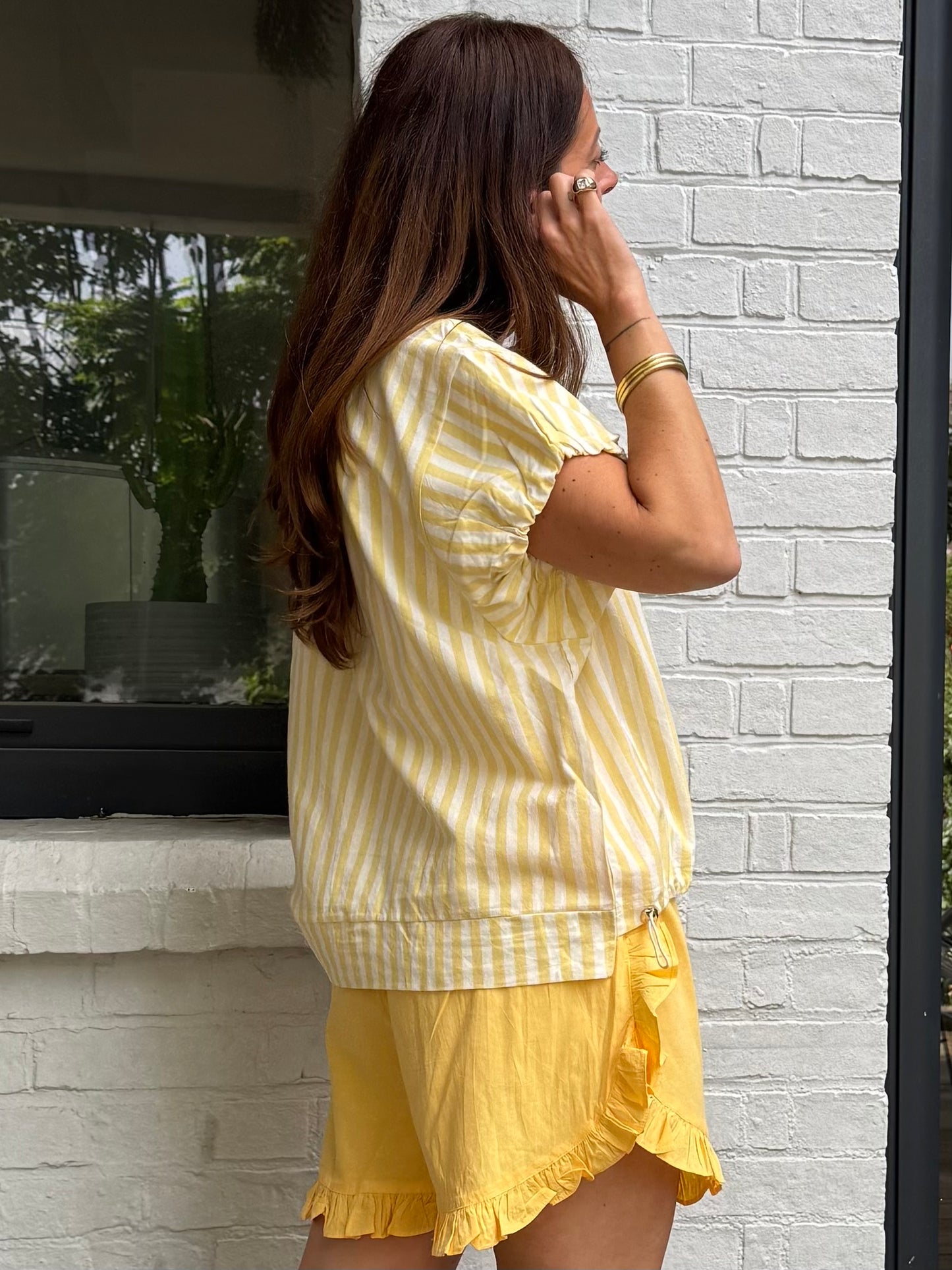 Top AMORE jaune/écru