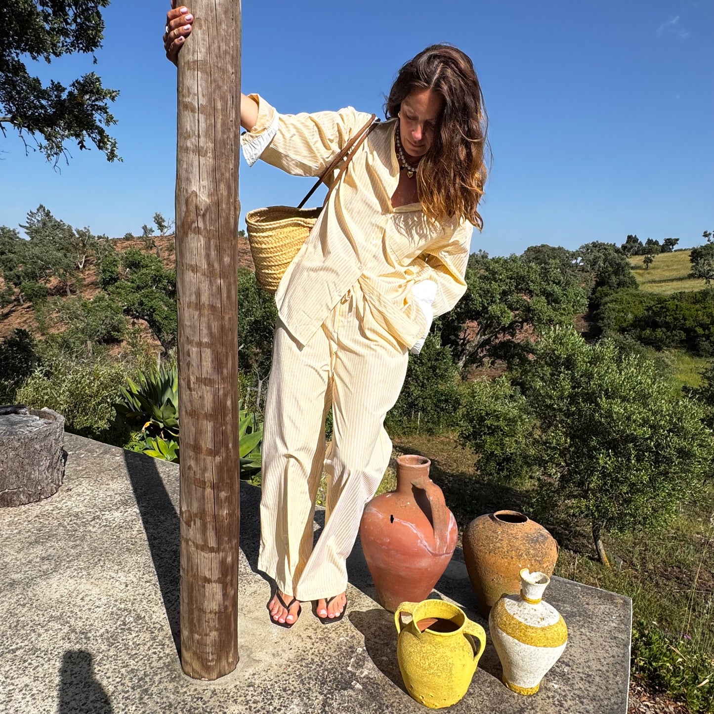 Pantalon SOL rayé jaune