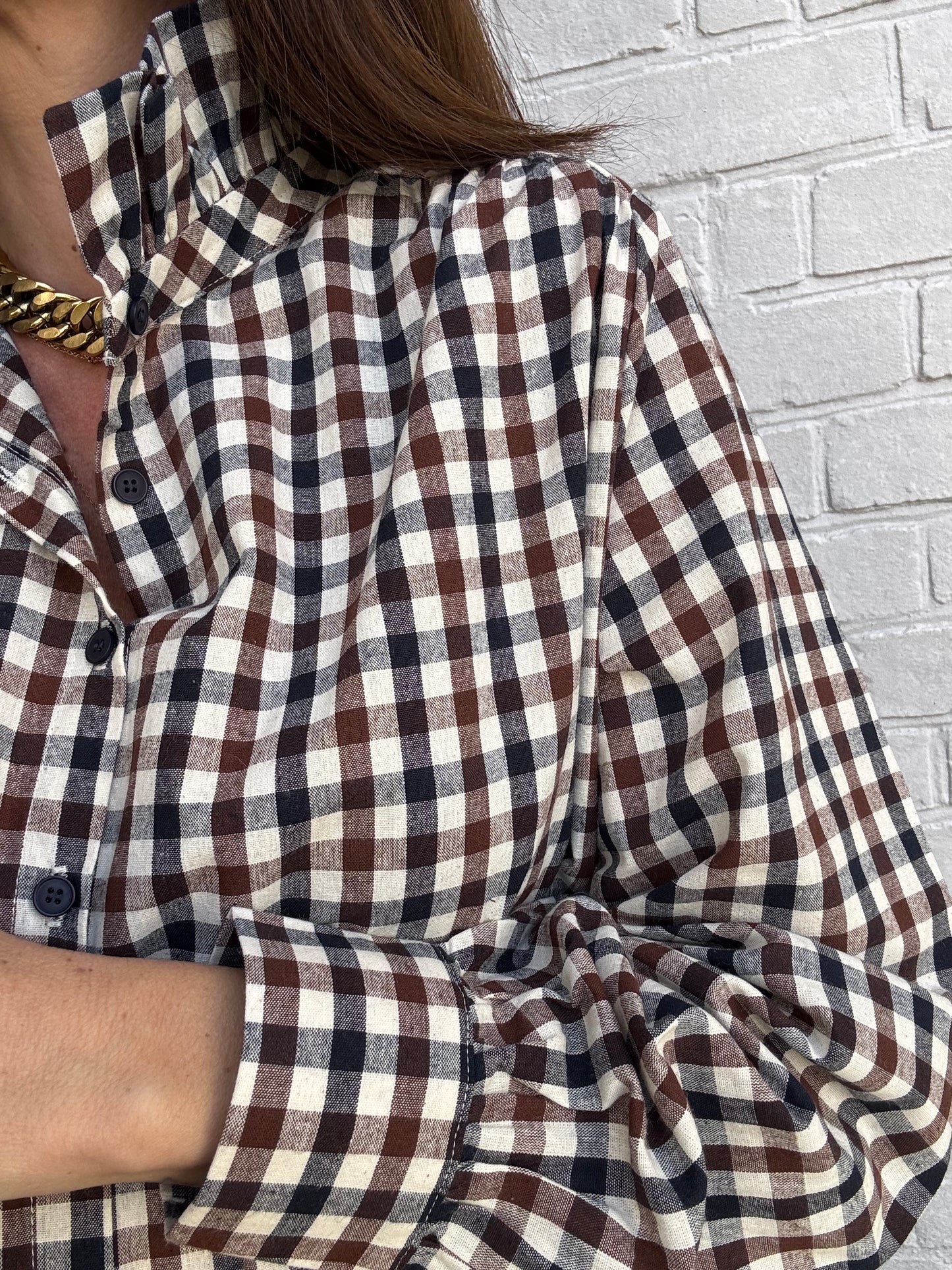 Chemise ALMA marron et marine