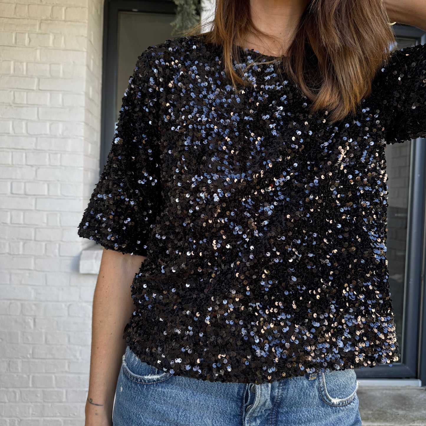 Top SHINNY sequins noir