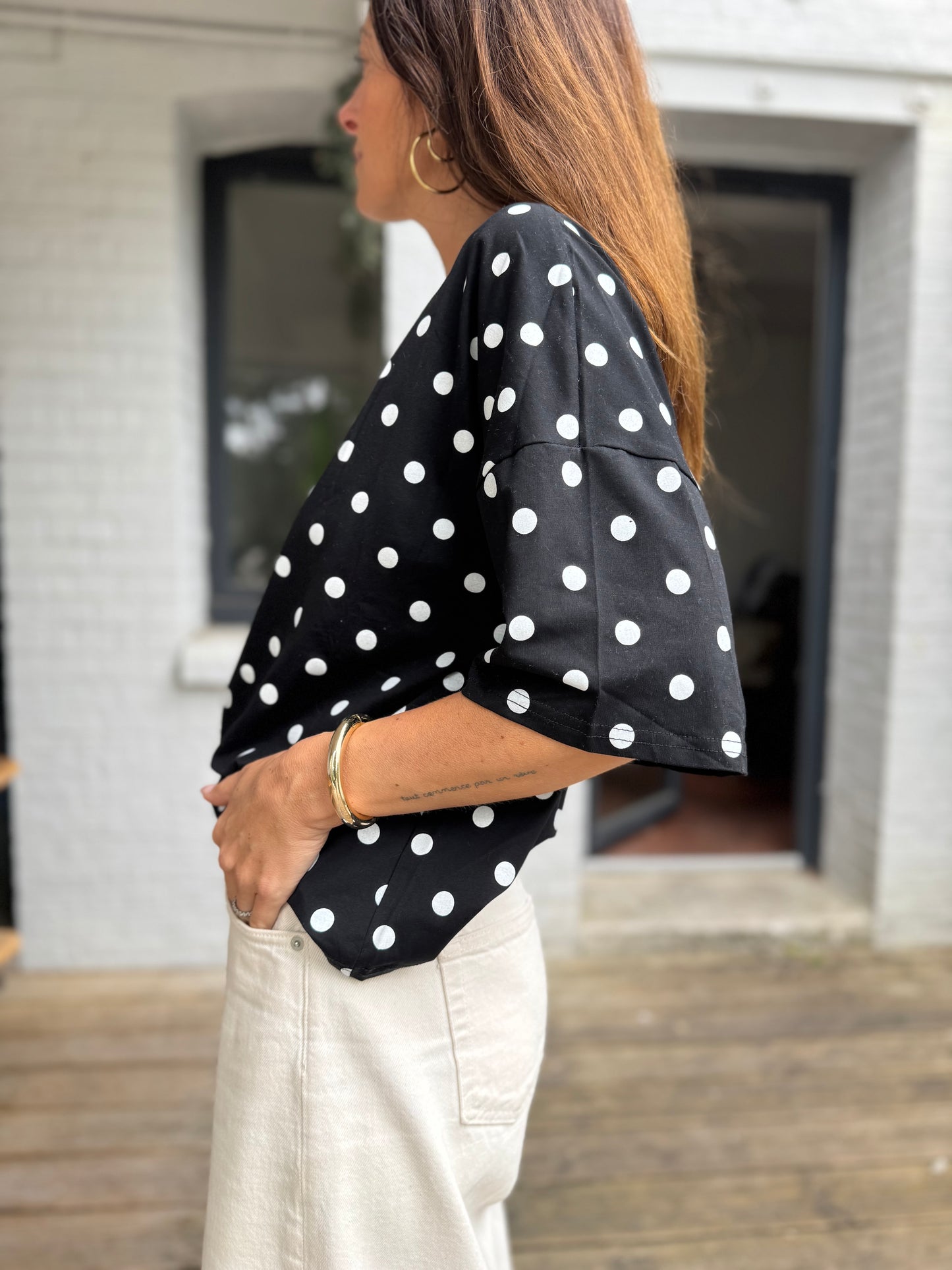 T-shirt COME noir à pois