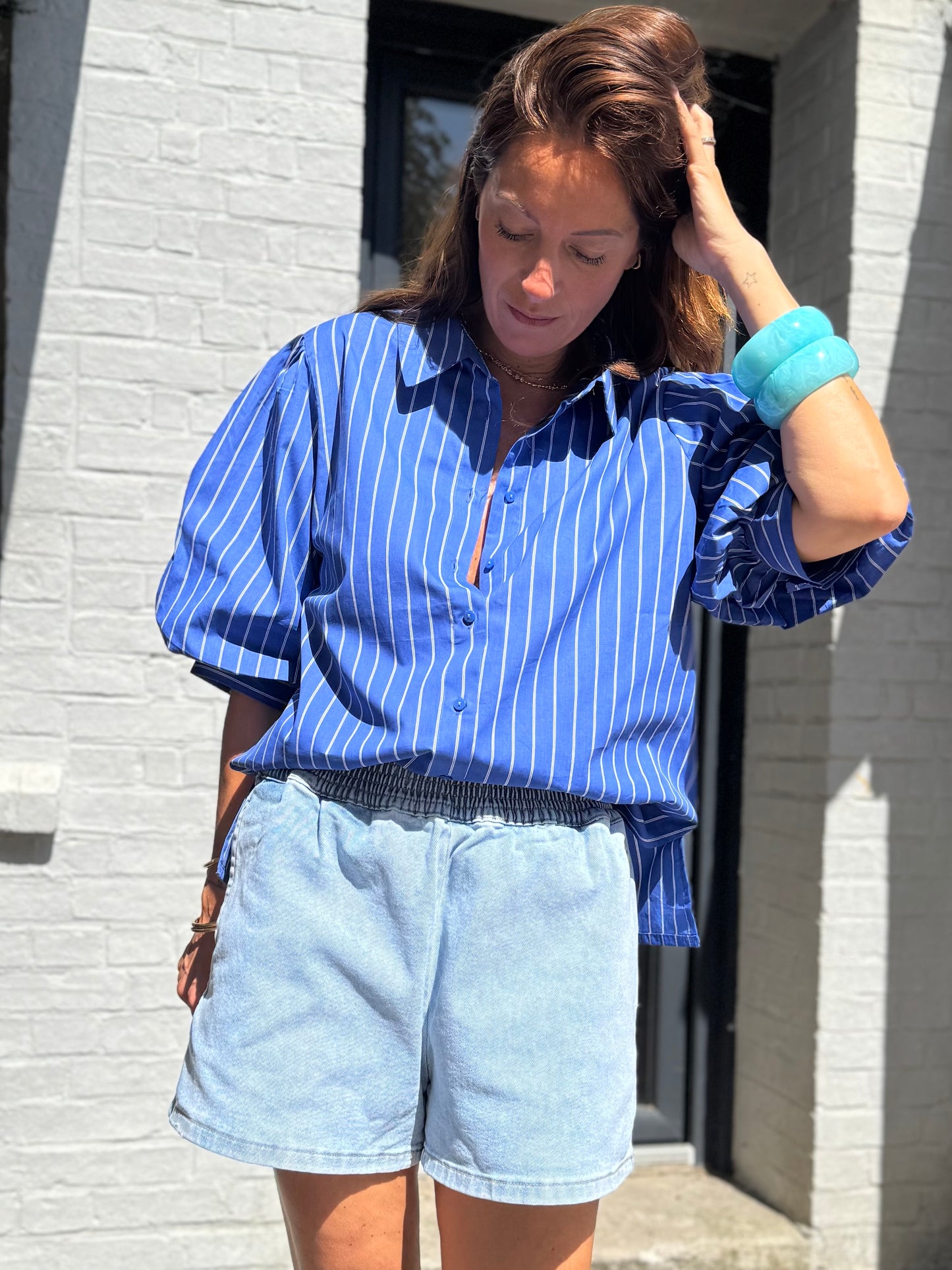 Short PACO denim bleu
