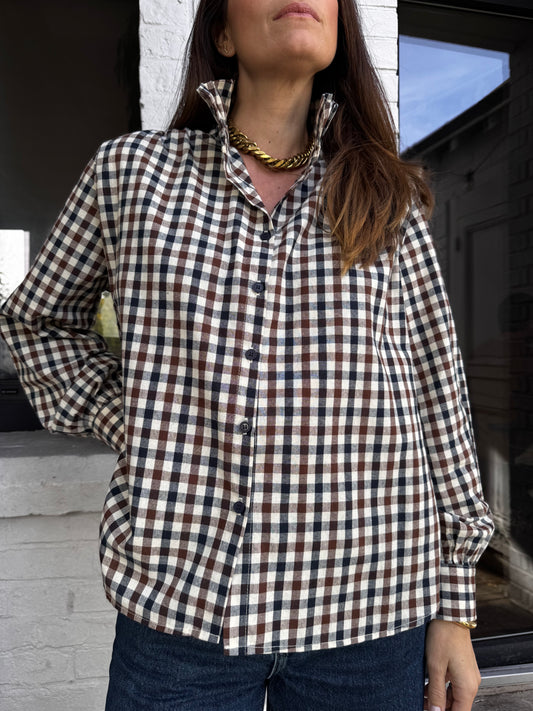 Chemise ALMA marron et marine