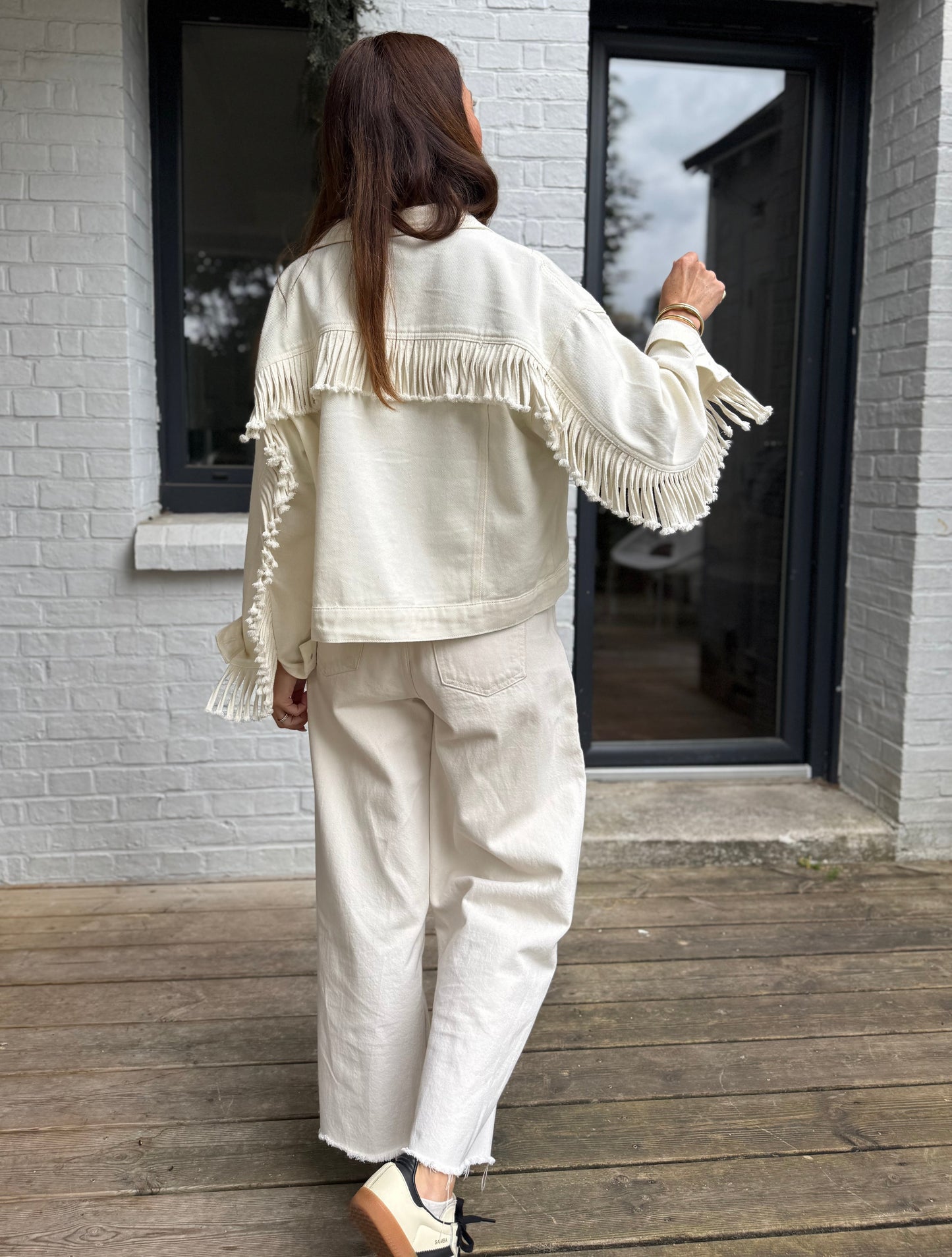 Veste LUCKY écru à franges