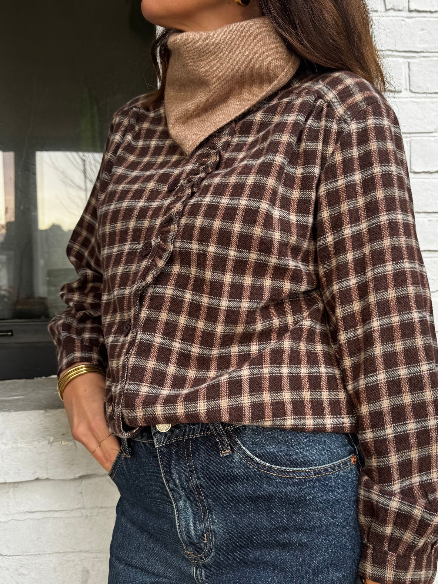 Chemise WOODY carreaux marron