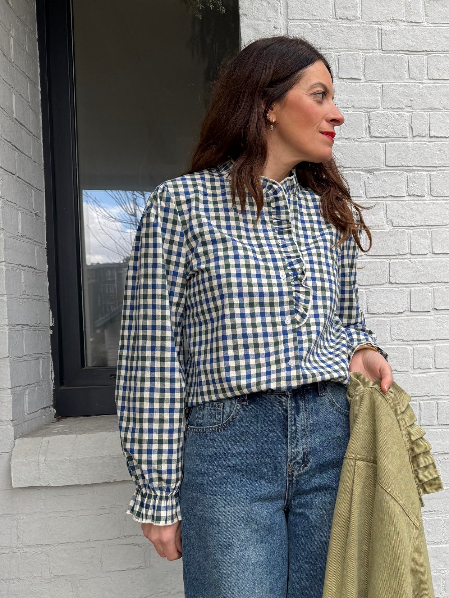 Chemise AGATHE verte et bleue