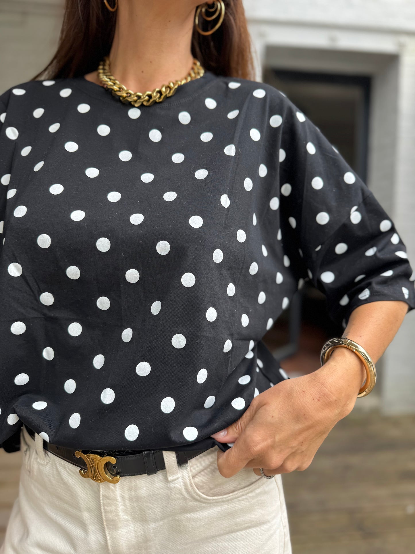 T-shirt COME noir à pois