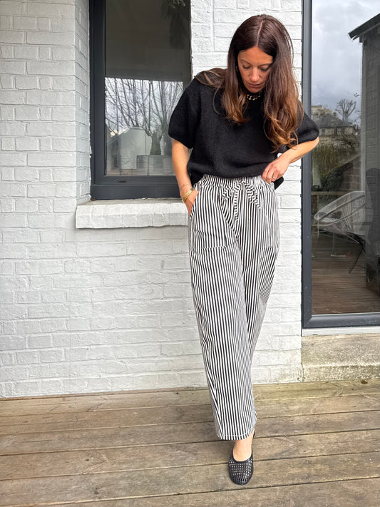 Pantalon SACHA rayé noir