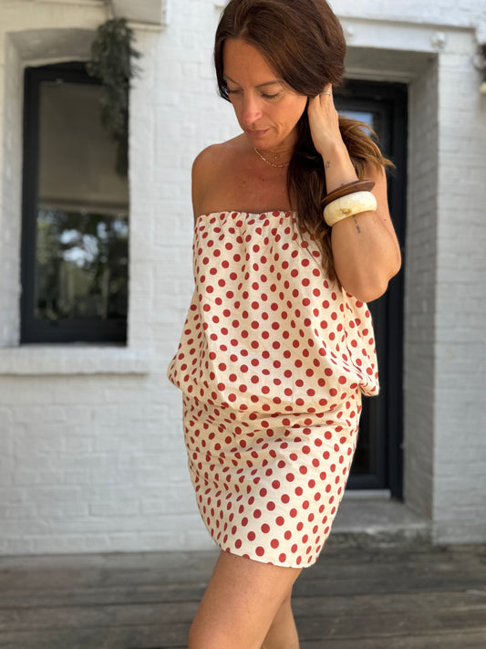 Robe ORNELLA écru à pois