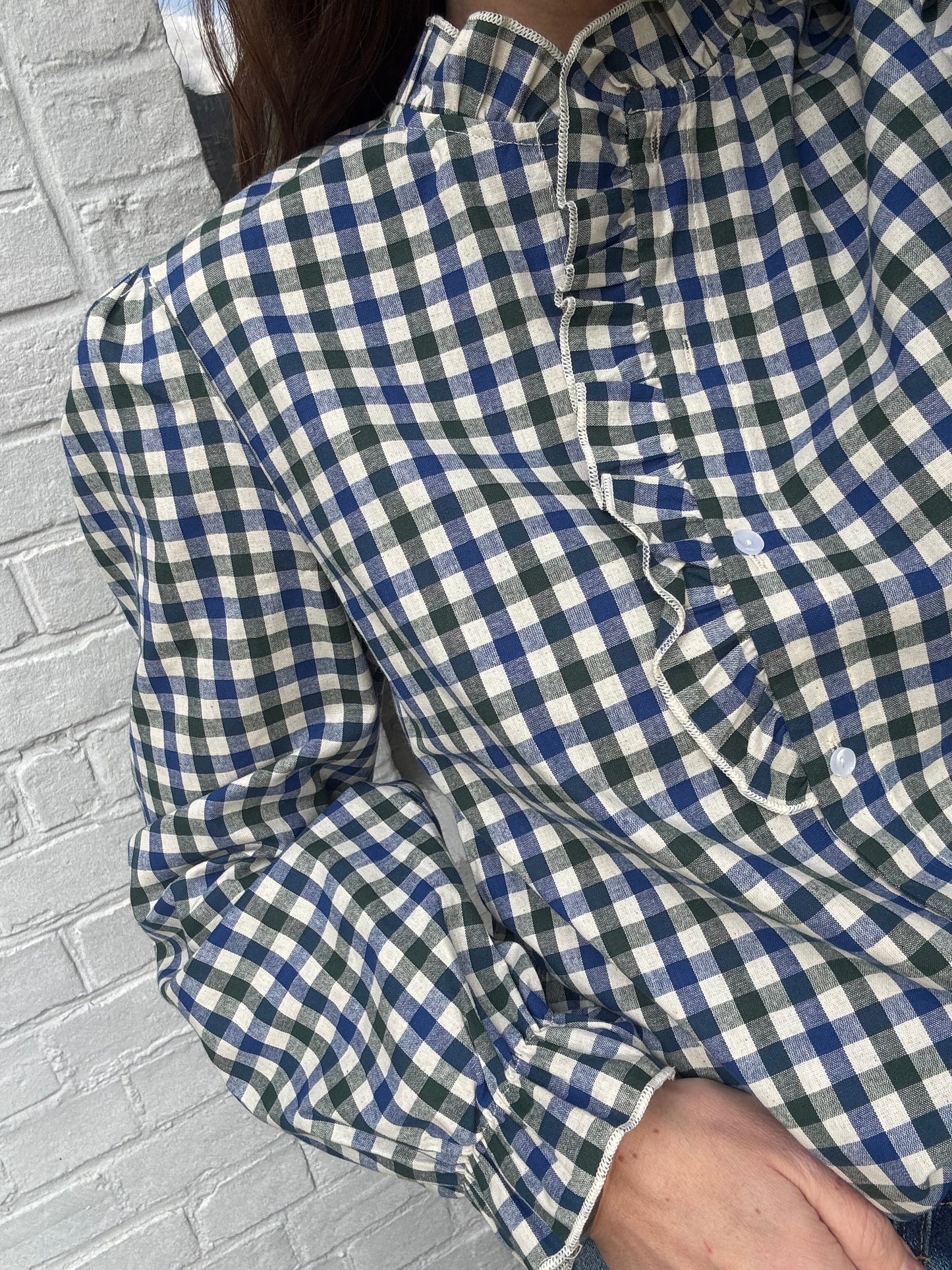 Chemise AGATHE verte et bleue