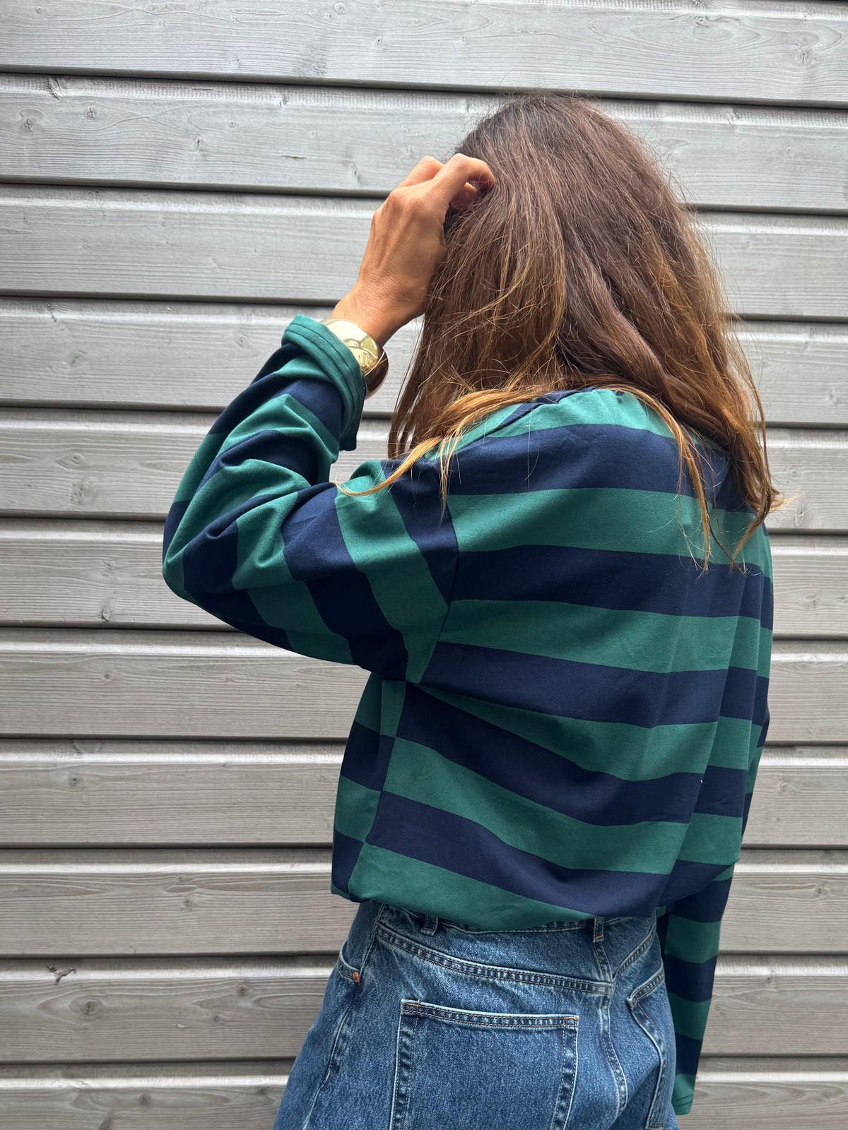 T-shirt PAOLO rayé marine/vert