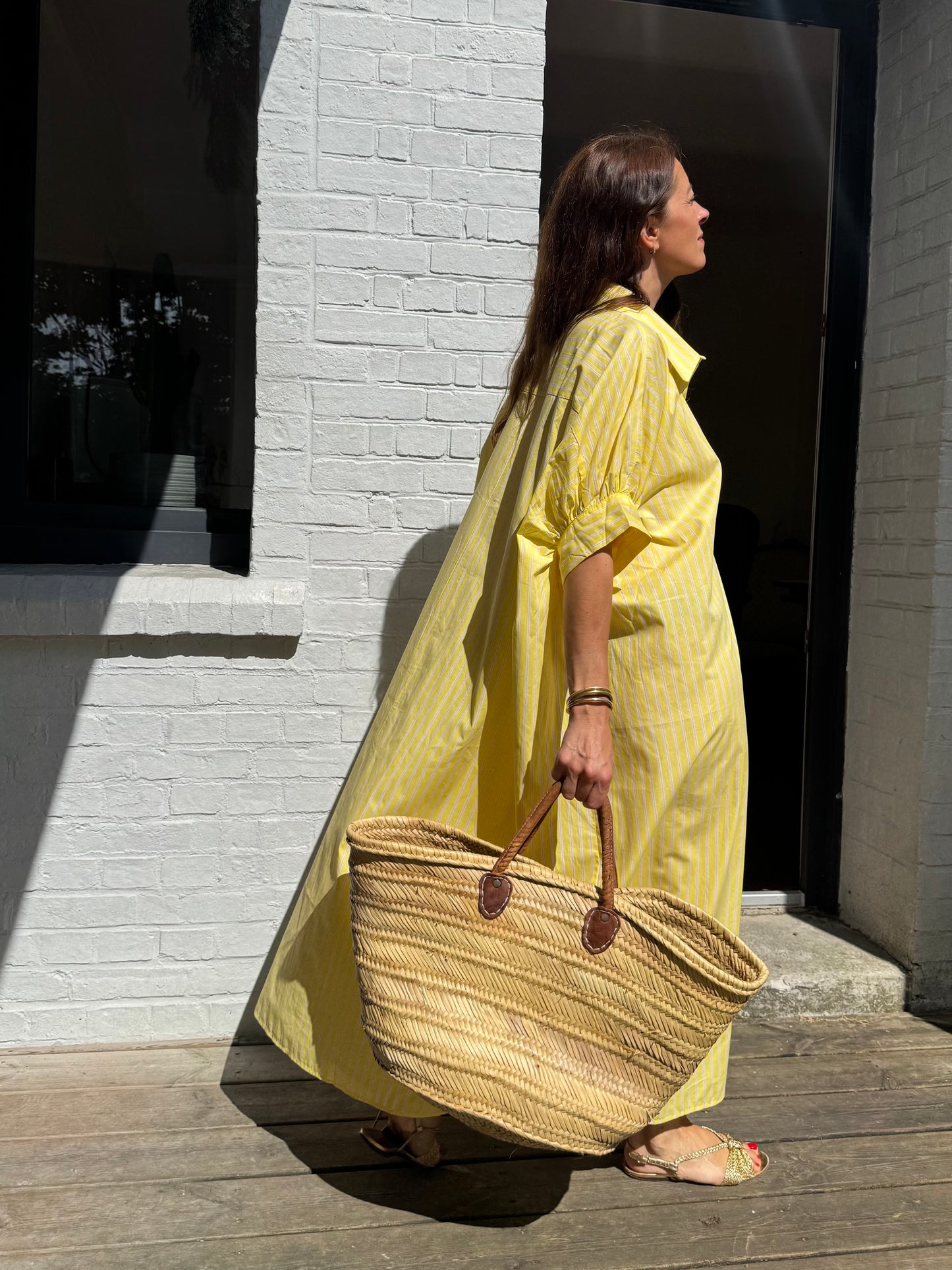 Robe CALA rayée jaune/rose