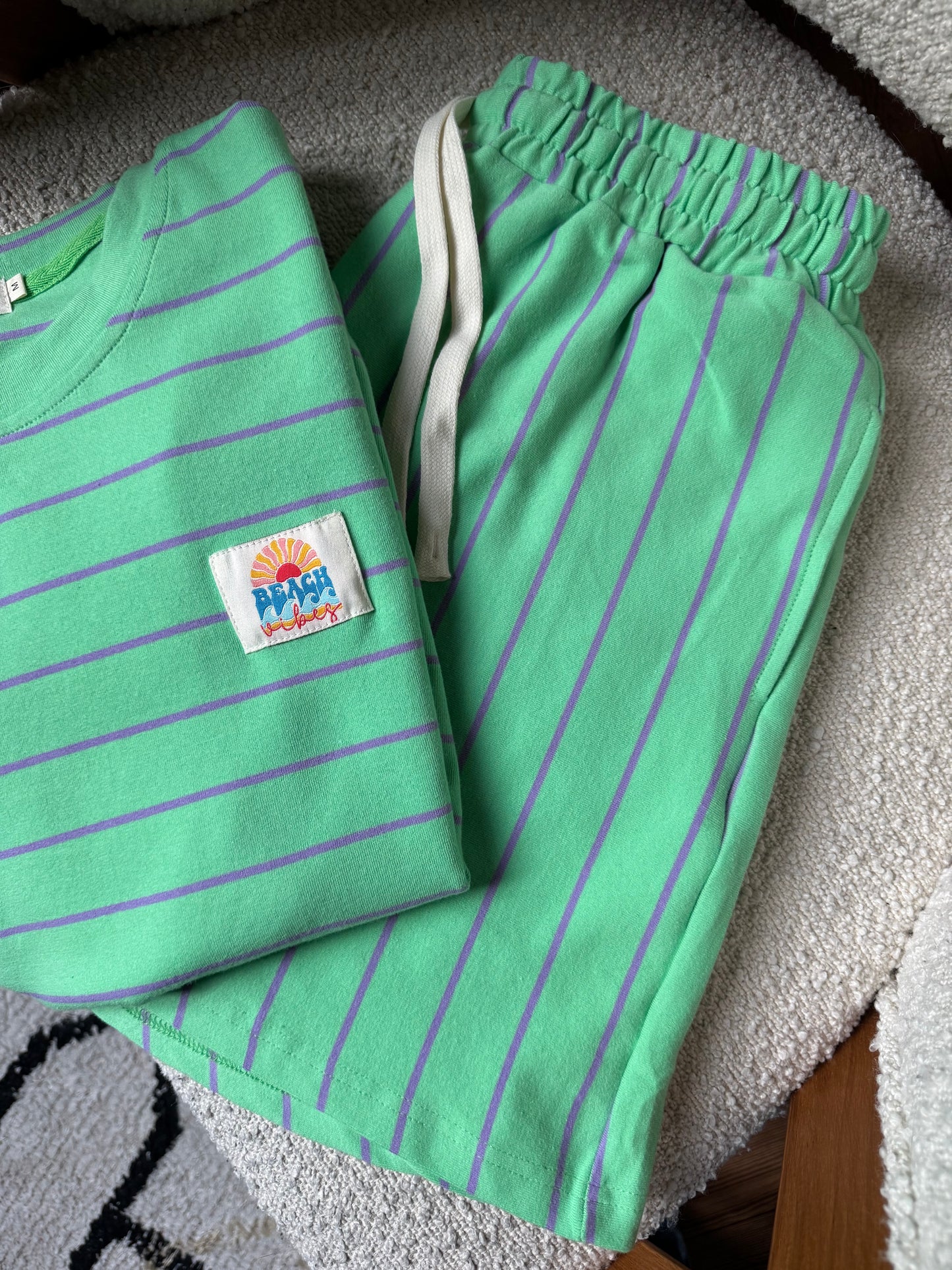 Ensemble RIO rayé vert/violet